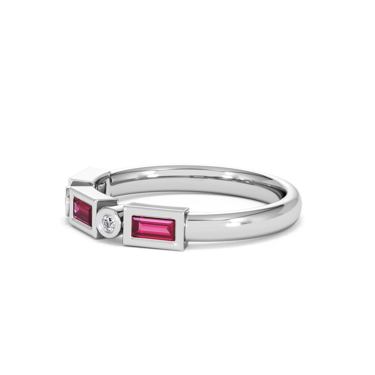 Forme 0.37ct Baguette Cut Lab Ruby 5 Stone Ring in Sterling Silver - Image 75