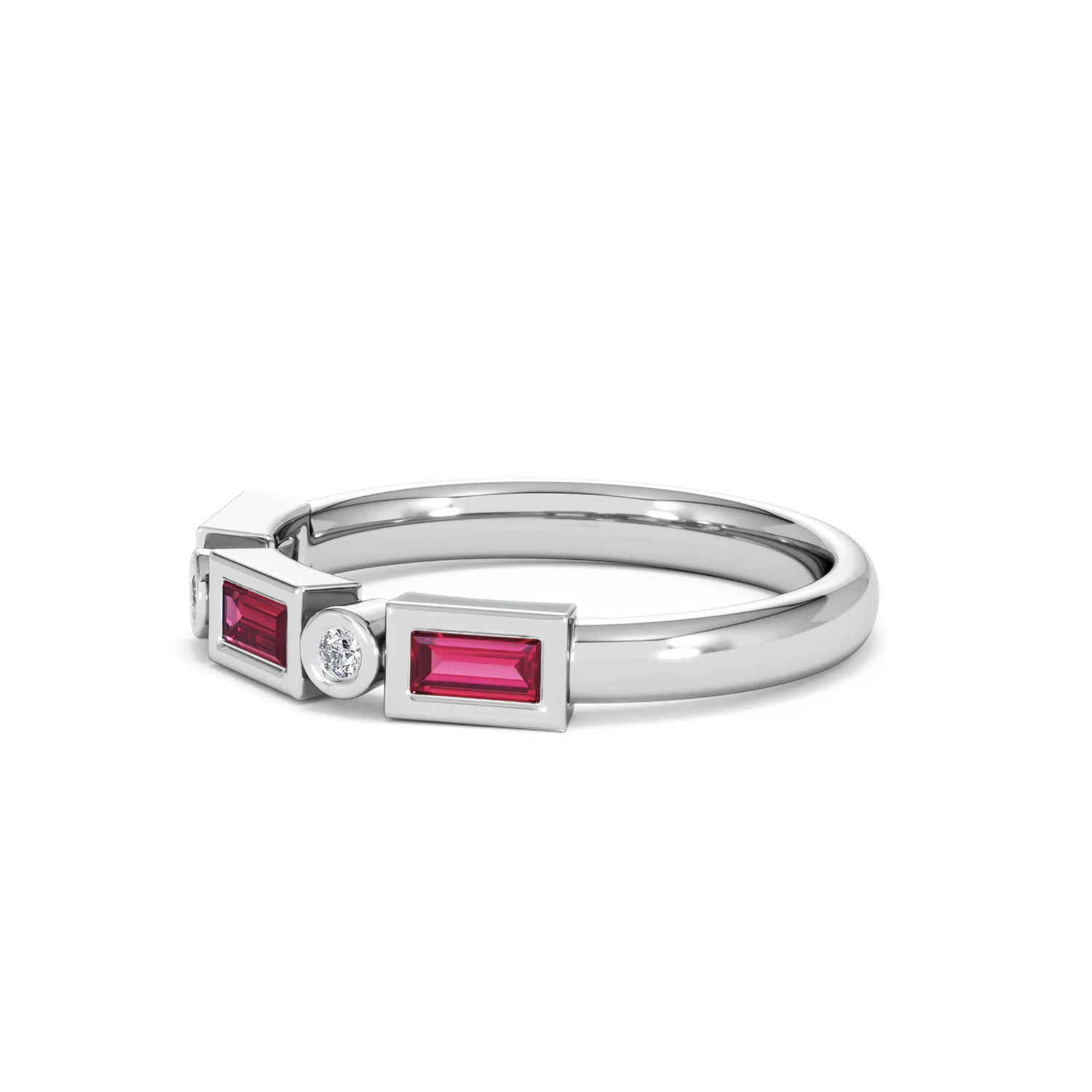 Forme 0.37ct Baguette Cut Lab Ruby 5 Stone Ring in Sterling Silver - Image 76
