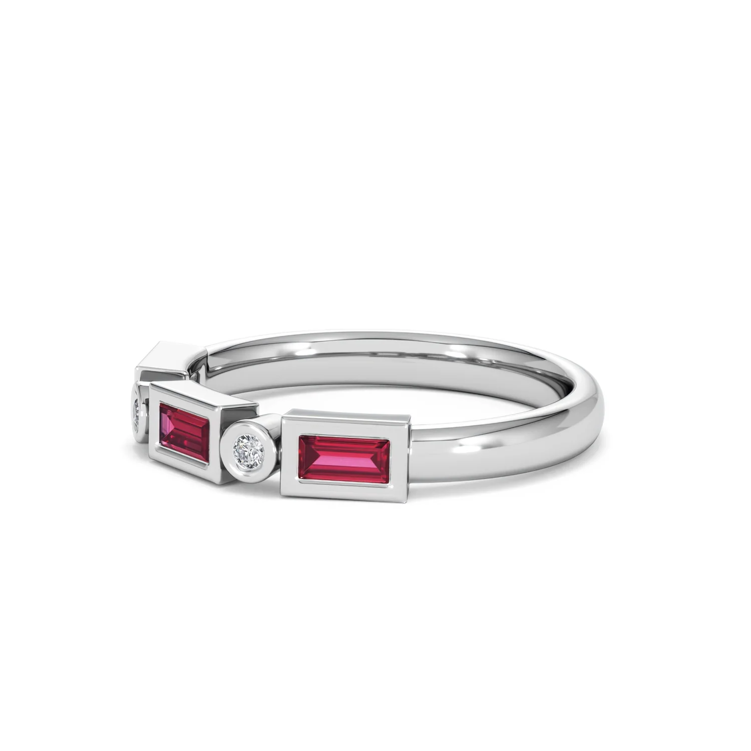 Forme 0.37ct Baguette Cut Lab Ruby 5 Stone Ring in Sterling Silver - Image 77