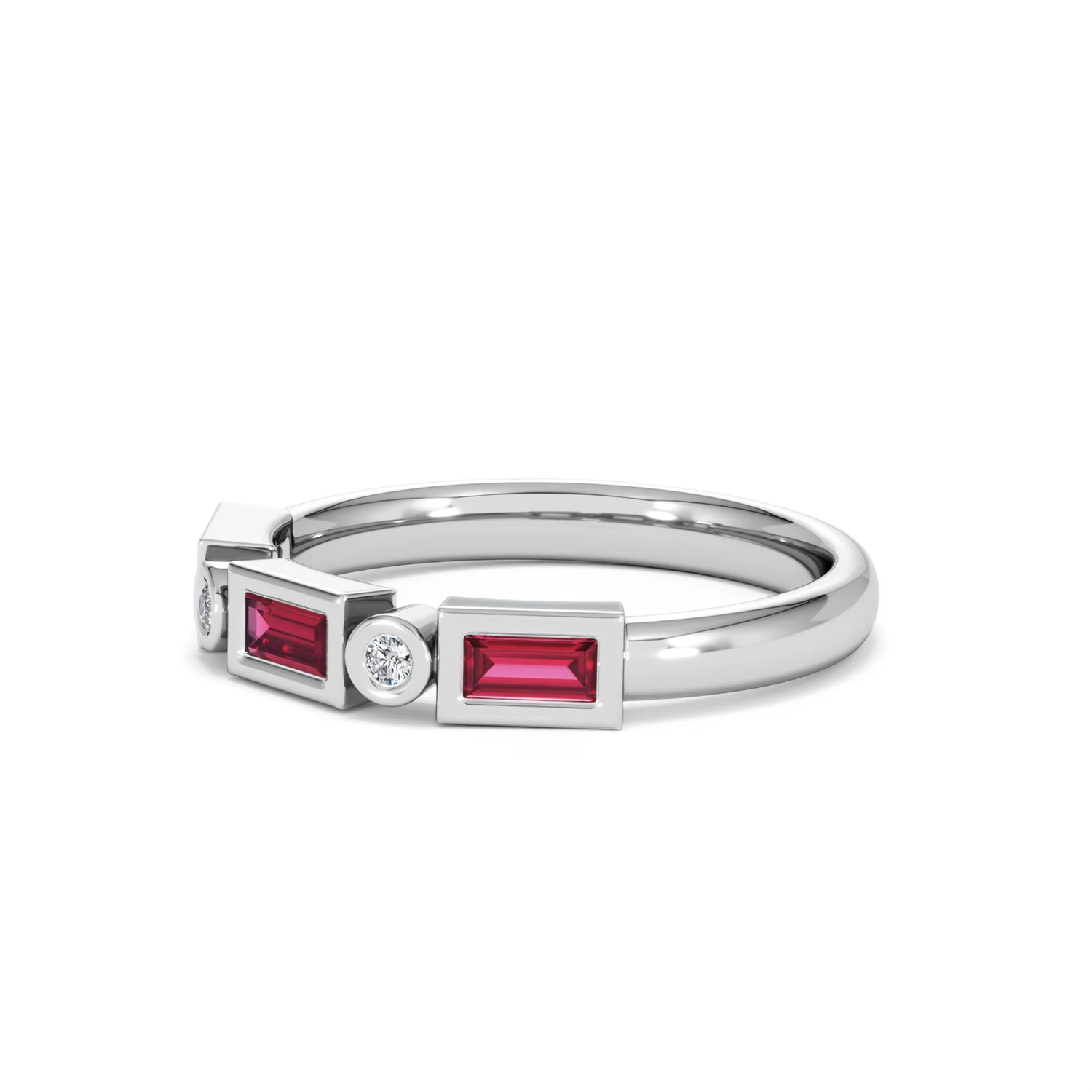 Forme 0.37ct Baguette Cut Lab Ruby 5 Stone Ring in Sterling Silver - Image 78