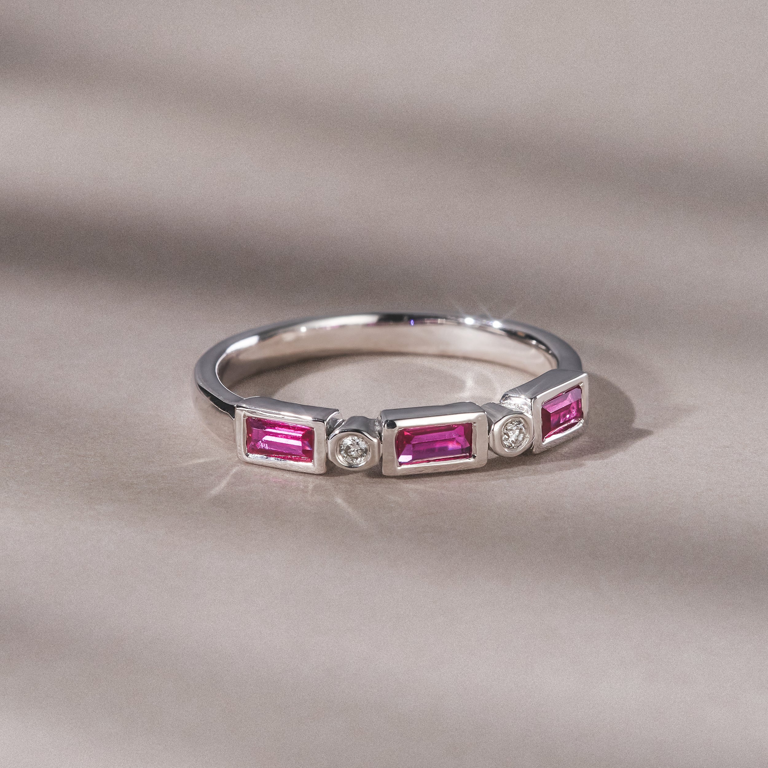 Forme 0.37ct Baguette Cut Lab Ruby 5 Stone Ring in Sterling Silver - Image 8