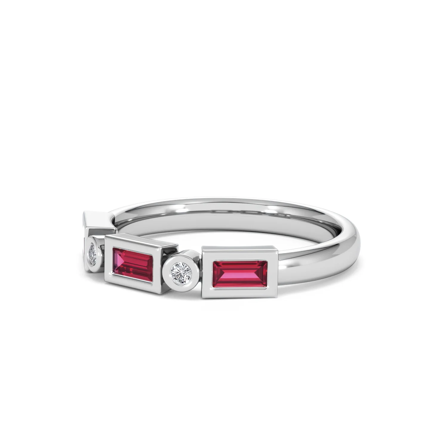 Forme 0.37ct Baguette Cut Lab Ruby 5 Stone Ring in Sterling Silver - Image 80