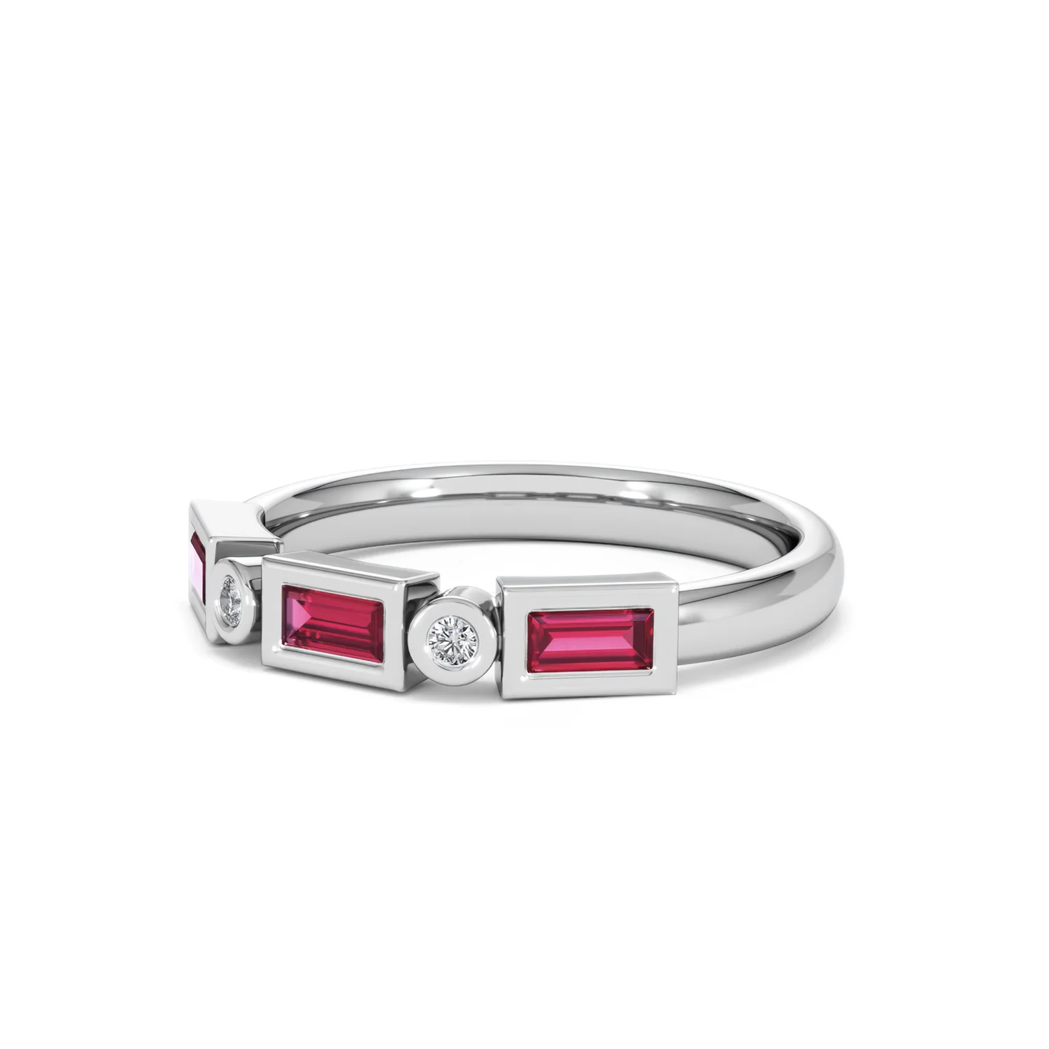 Forme 0.37ct Baguette Cut Lab Ruby 5 Stone Ring in Sterling Silver - Image 81