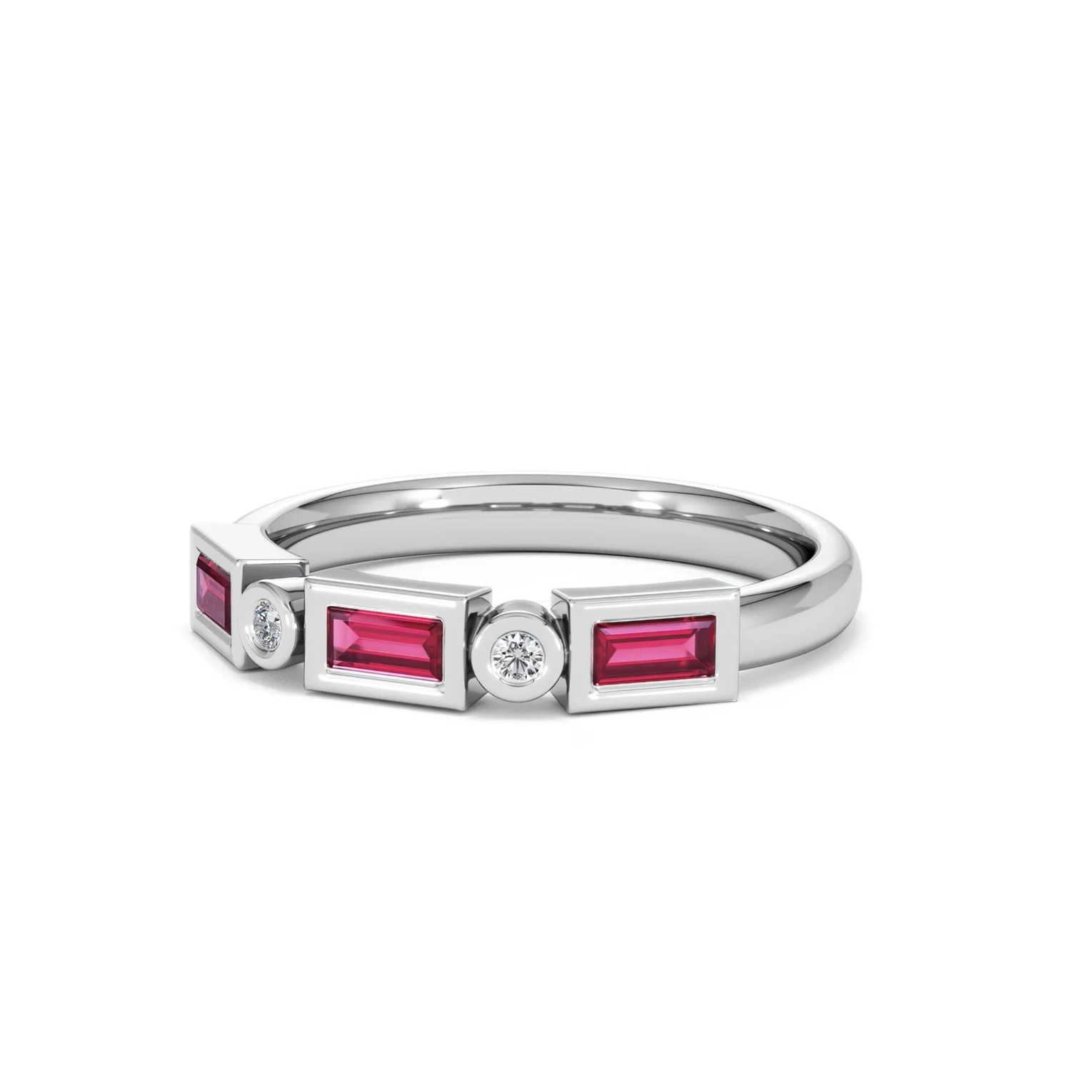 Forme 0.37ct Baguette Cut Lab Ruby 5 Stone Ring in Sterling Silver - Image 83