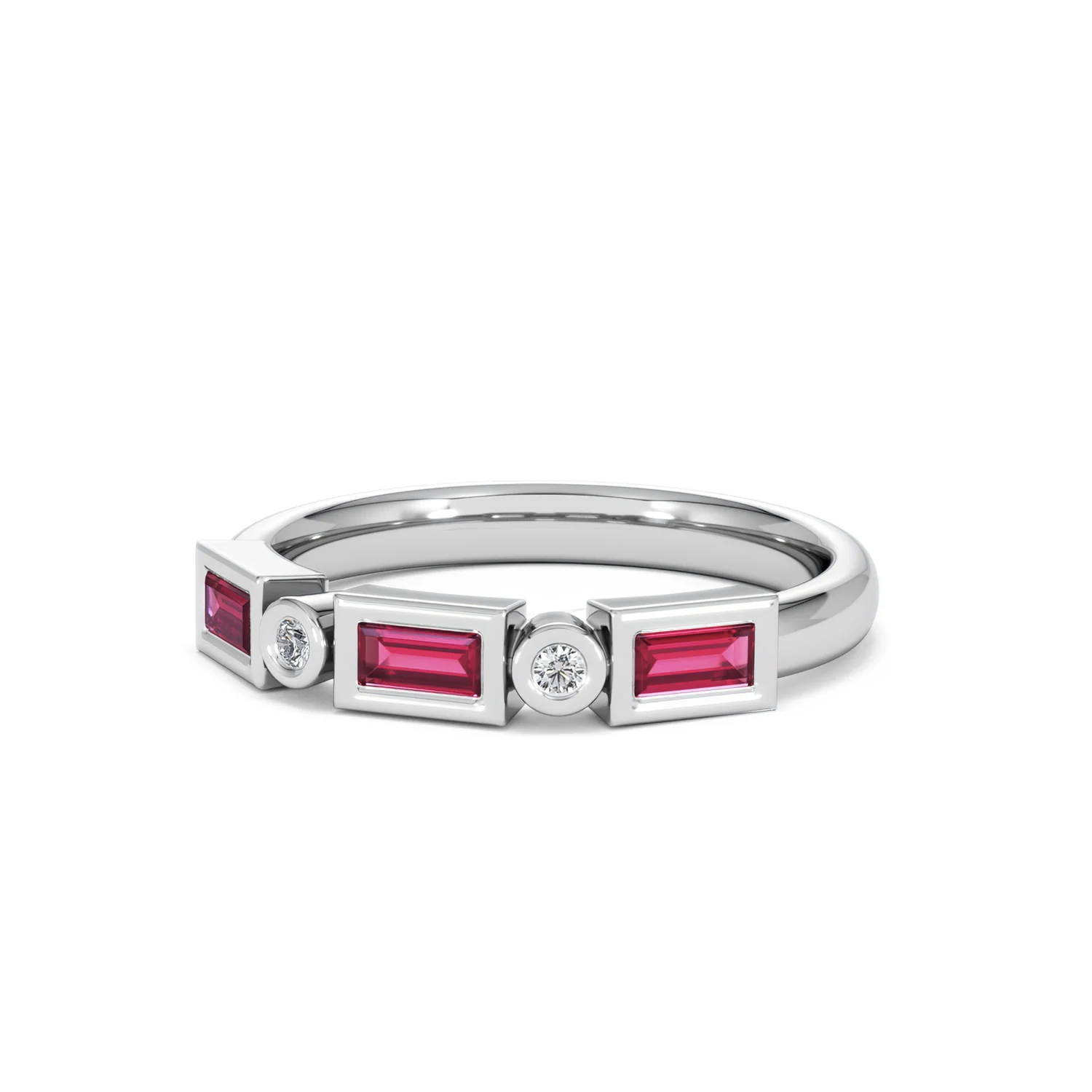 Forme 0.37ct Baguette Cut Lab Ruby 5 Stone Ring in Sterling Silver - Image 84