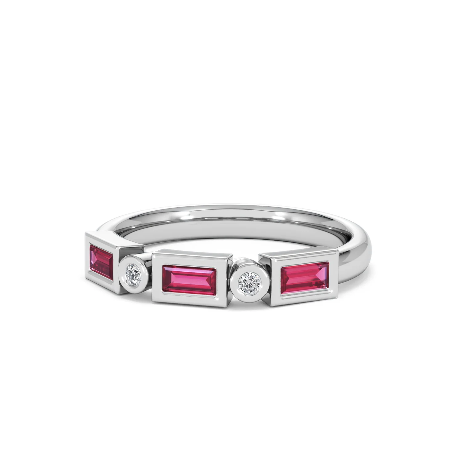 Forme 0.37ct Baguette Cut Lab Ruby 5 Stone Ring in Sterling Silver - Image 85