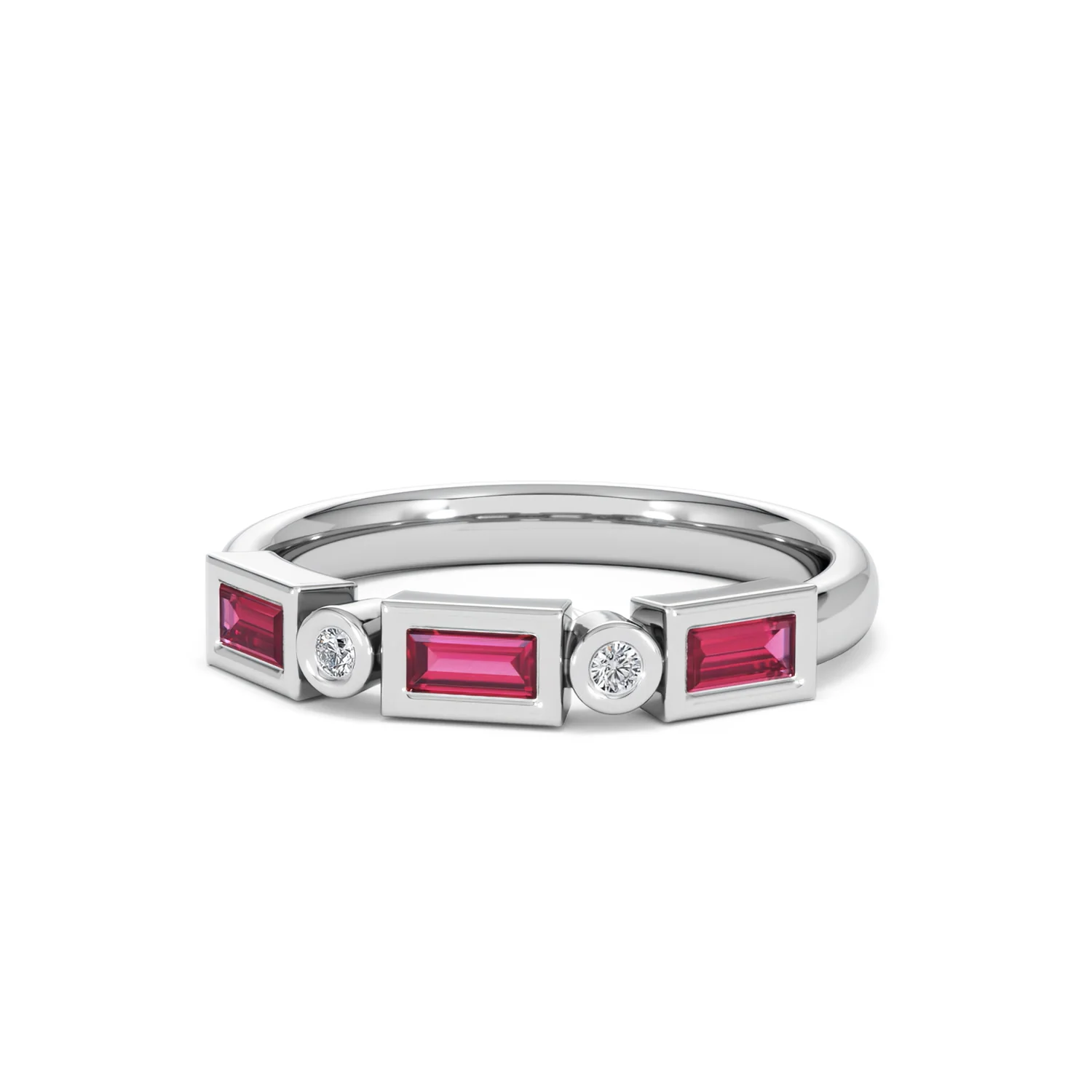 Forme 0.37ct Baguette Cut Lab Ruby 5 Stone Ring in Sterling Silver - Image 86