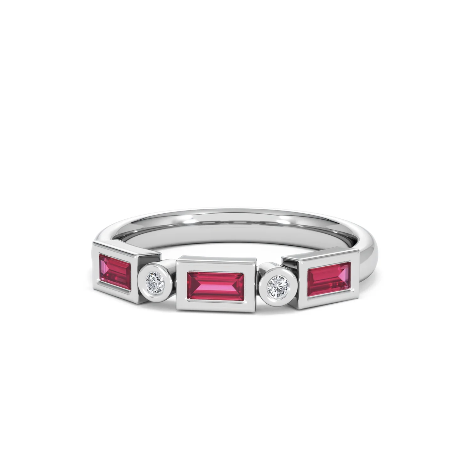 Forme 0.37ct Baguette Cut Lab Ruby 5 Stone Ring in Sterling Silver - Image 87