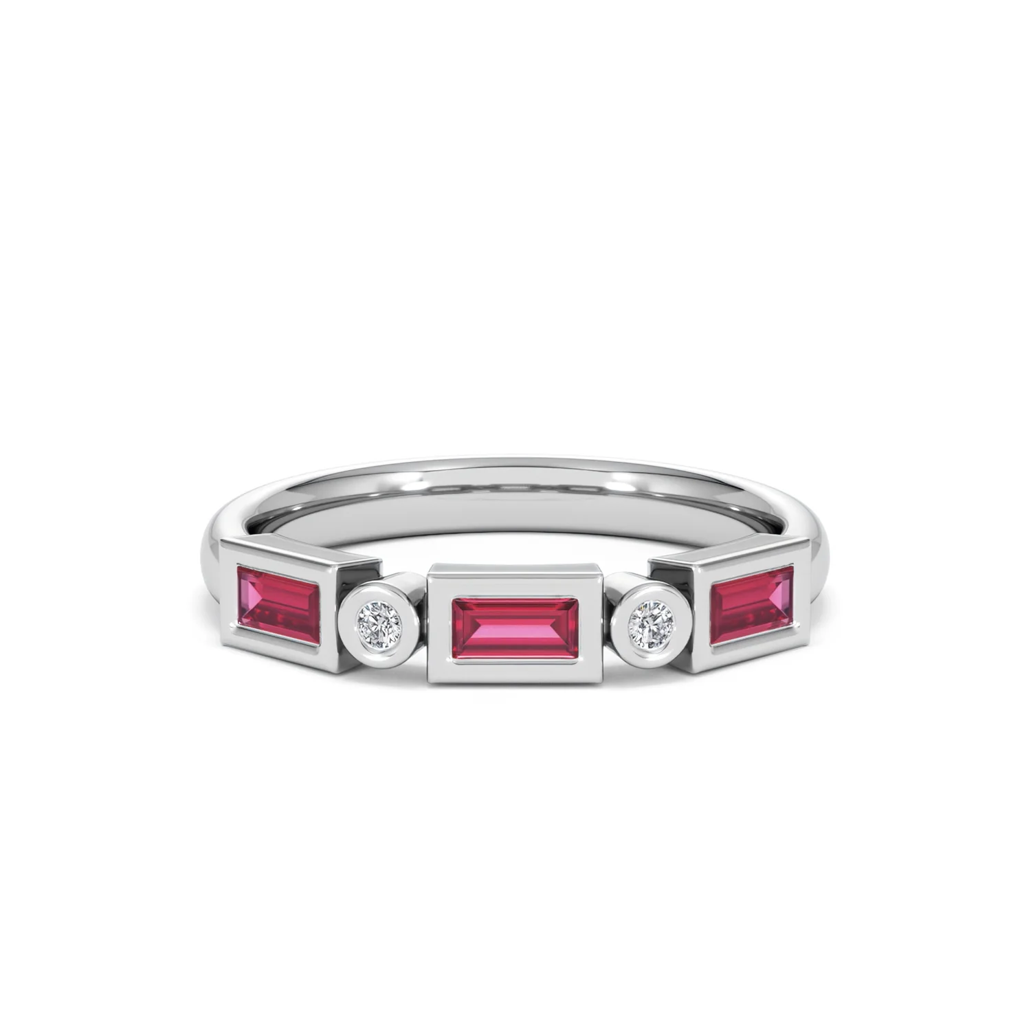 Forme 0.37ct Baguette Cut Lab Ruby 5 Stone Ring in Sterling Silver - Image 9