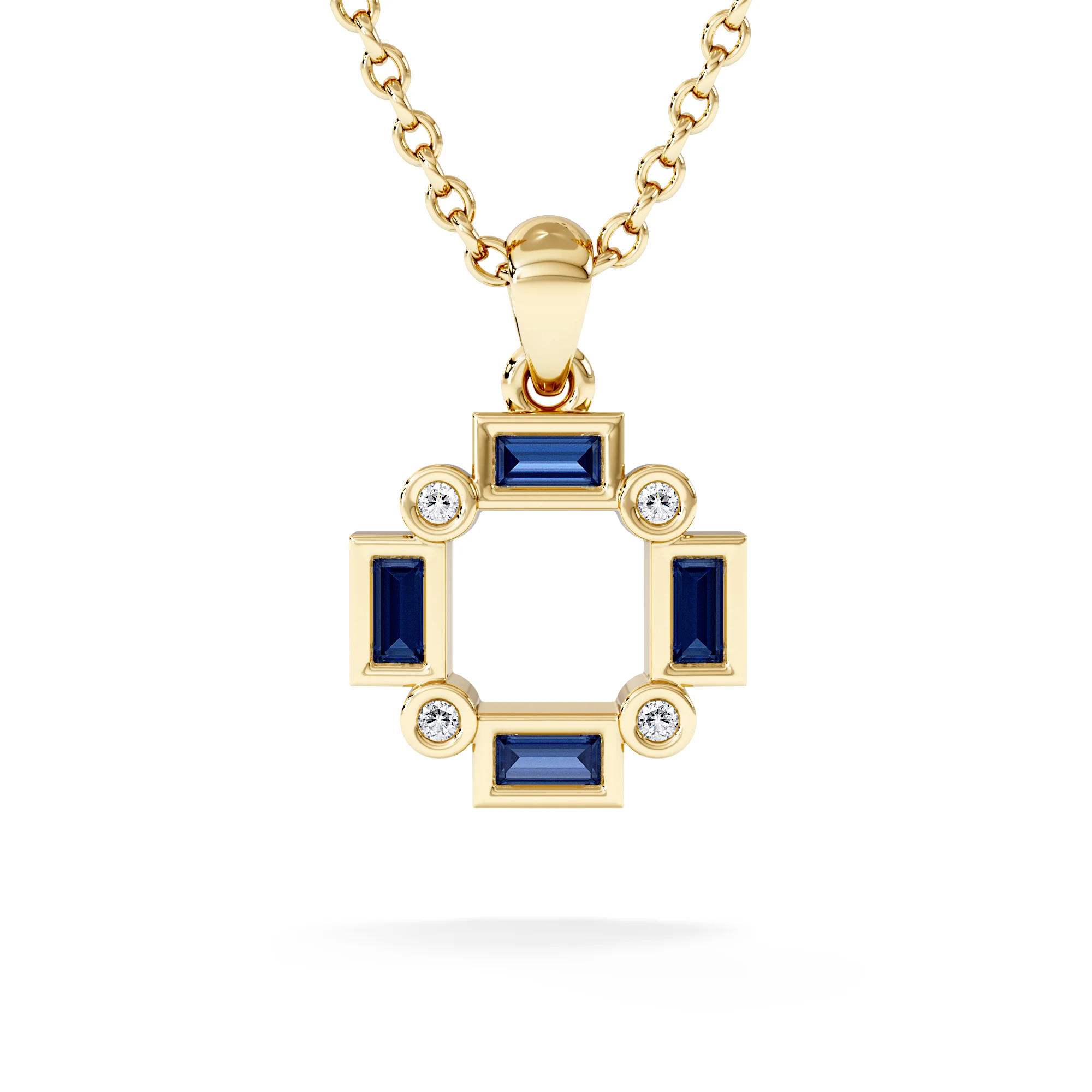 Forme 0.40ct Baguette Cut Lab Sapphire Pendant Necklace in 18K Gold Vermeil