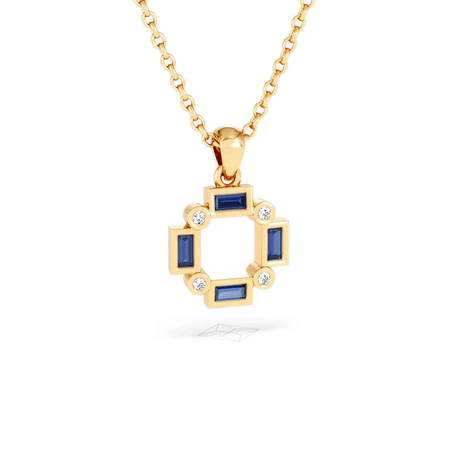 Forme 0.40ct Baguette Cut Lab Sapphire Pendant Necklace in 18K Gold Vermeil - Image 11