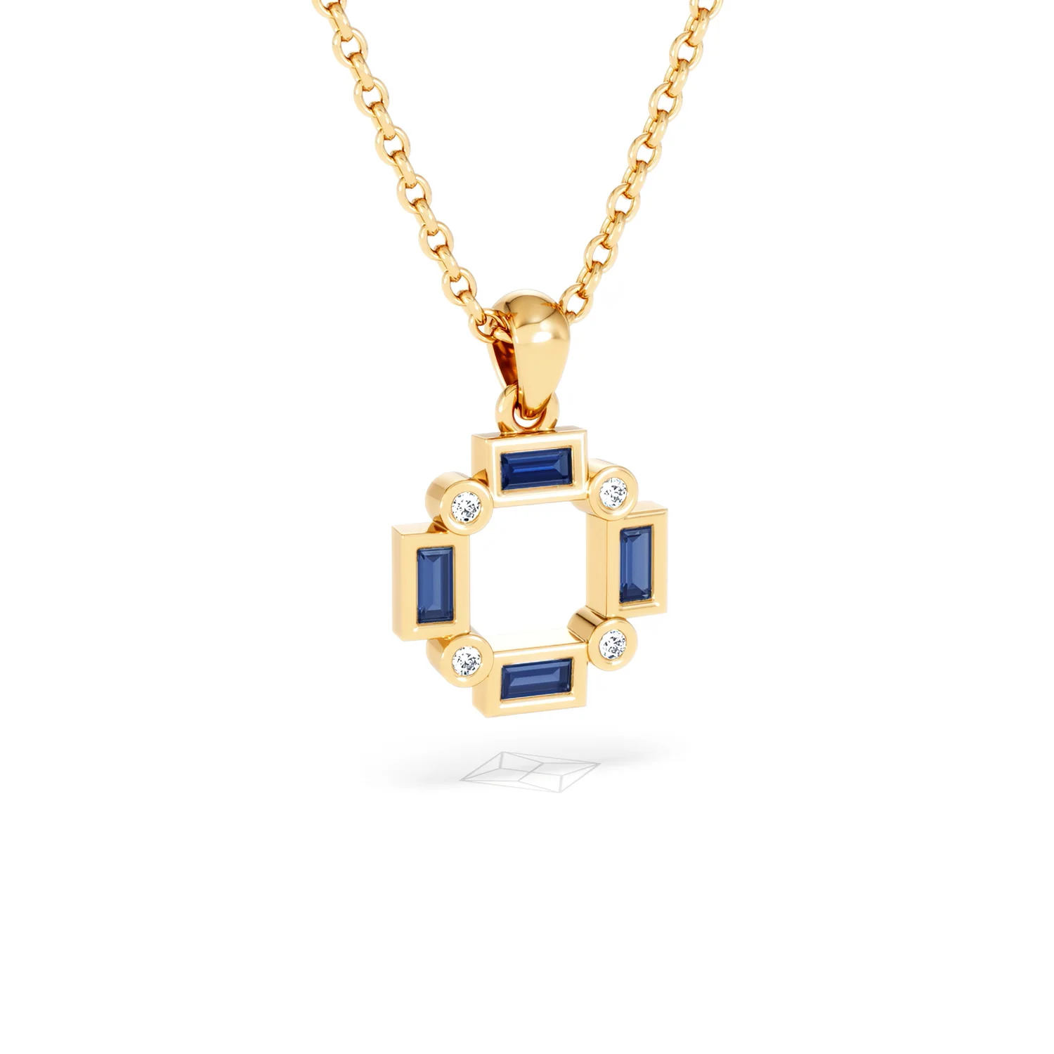 Forme 0.40ct Baguette Cut Lab Sapphire Pendant Necklace in 18K Gold Vermeil - Image 12