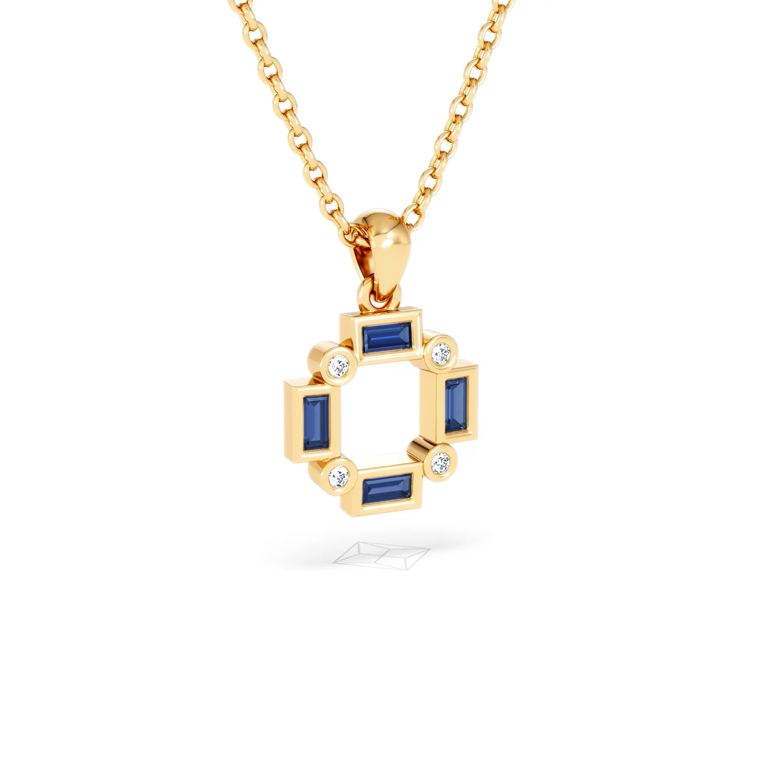 Forme 0.40ct Baguette Cut Lab Sapphire Pendant Necklace in 18K Gold Vermeil - Image 13