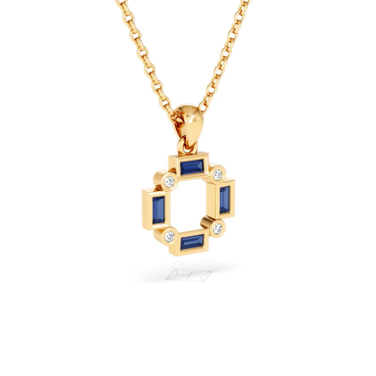 Forme 0.40ct Baguette Cut Lab Sapphire Pendant Necklace in 18K Gold Vermeil - Image 14