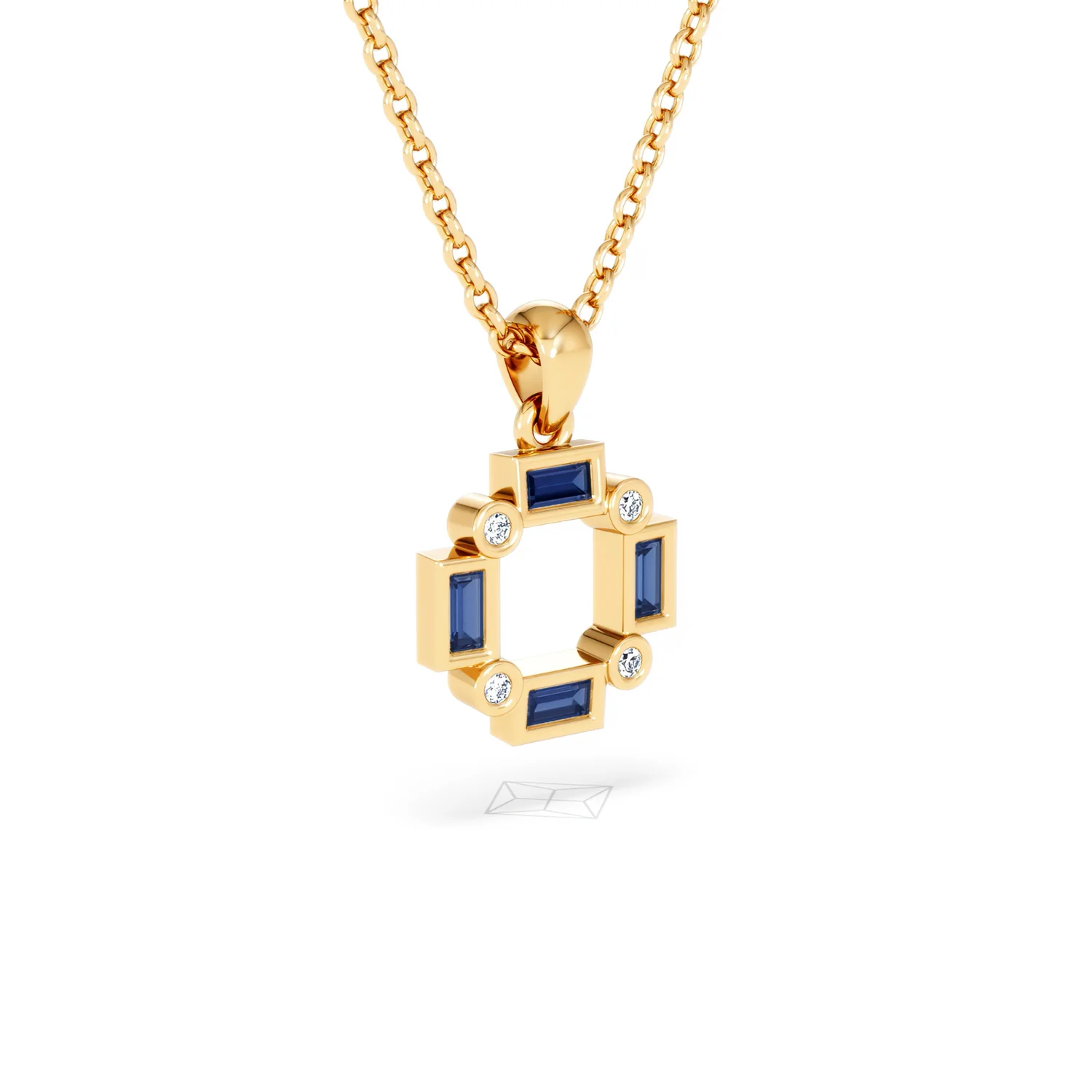 Forme 0.40ct Baguette Cut Lab Sapphire Pendant Necklace in 18K Gold Vermeil - Image 15