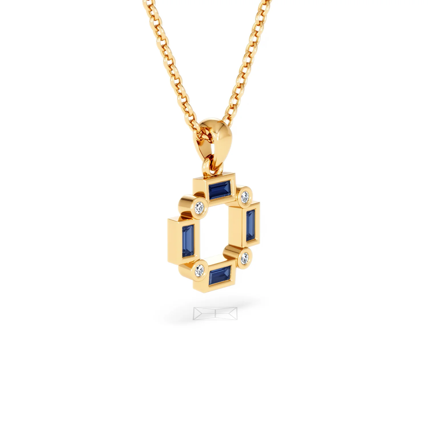 Forme 0.40ct Baguette Cut Lab Sapphire Pendant Necklace in 18K Gold Vermeil - Image 17