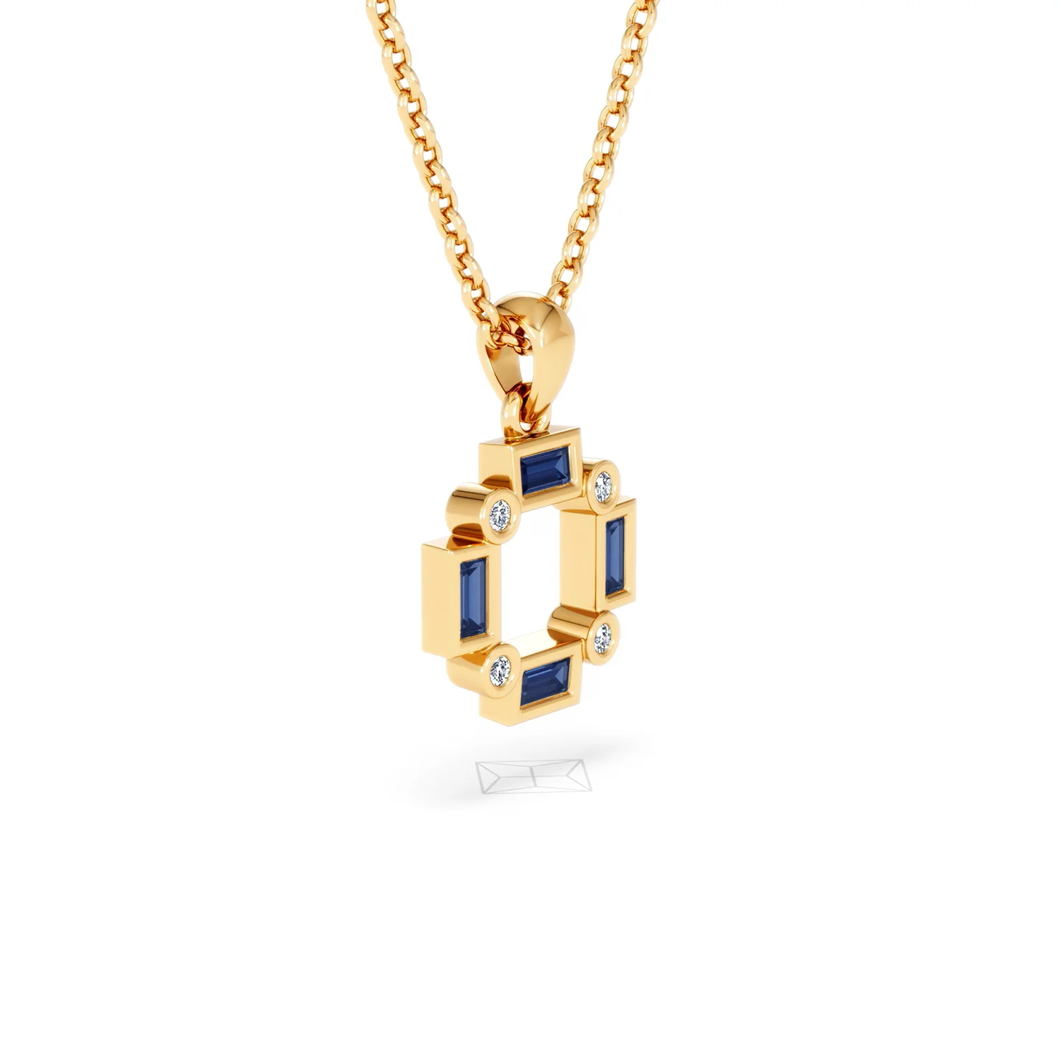 Forme 0.40ct Baguette Cut Lab Sapphire Pendant Necklace in 18K Gold Vermeil - Image 18