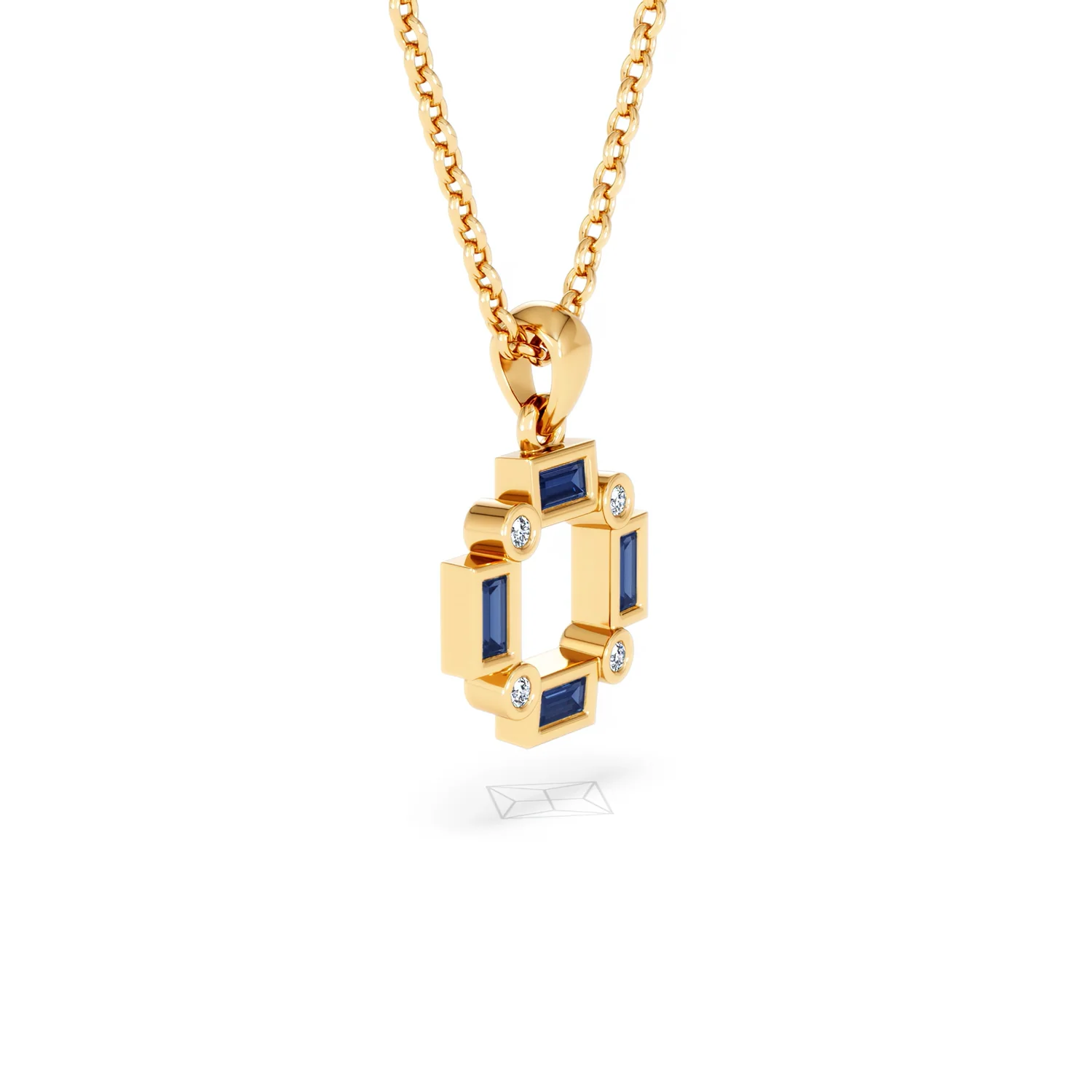 Forme 0.40ct Baguette Cut Lab Sapphire Pendant Necklace in 18K Gold Vermeil - Image 19