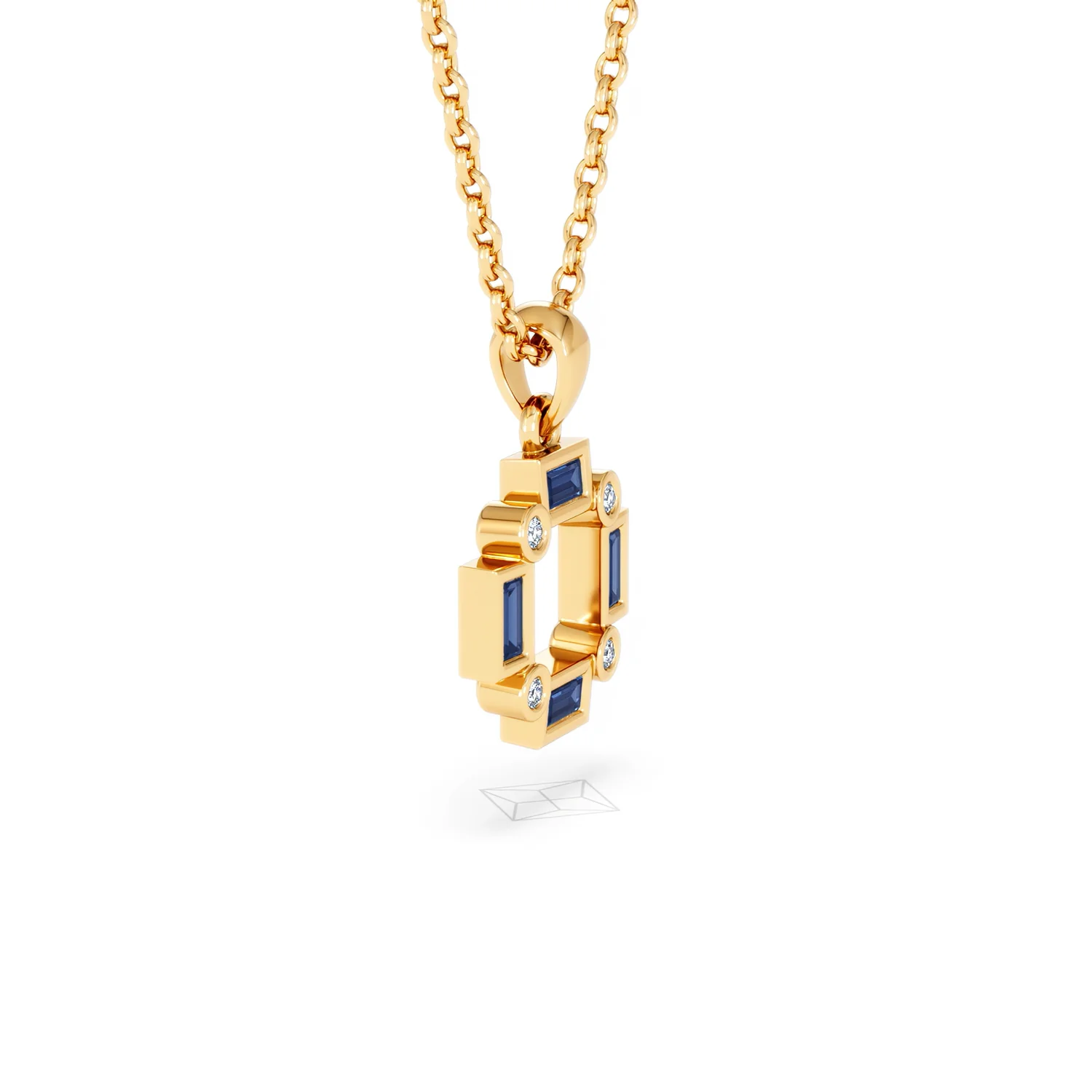 Forme 0.40ct Baguette Cut Lab Sapphire Pendant Necklace in 18K Gold Vermeil - Image 21