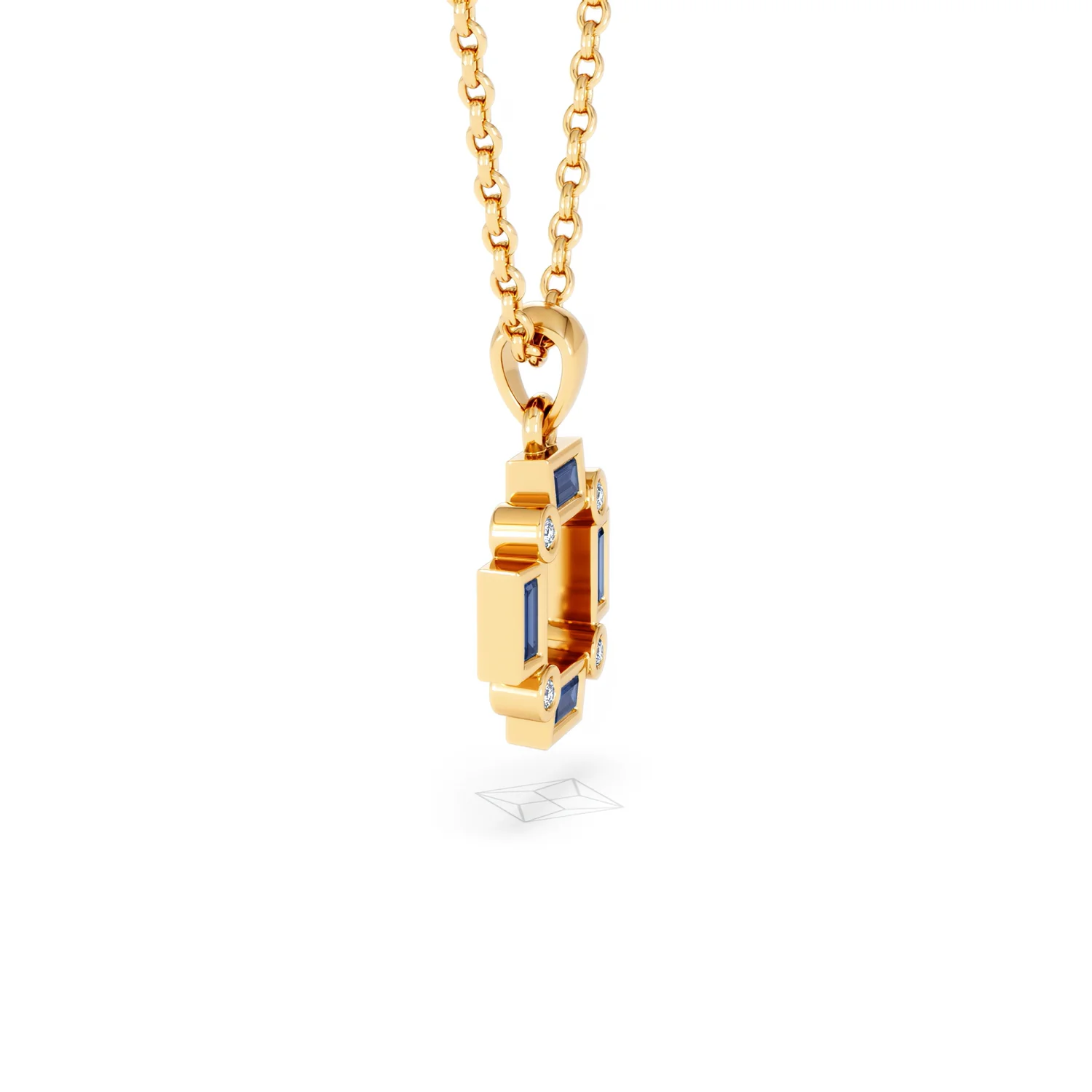 Forme 0.40ct Baguette Cut Lab Sapphire Pendant Necklace in 18K Gold Vermeil - Image 23