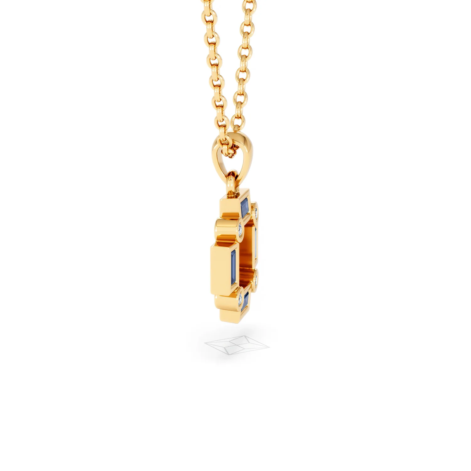 Forme 0.40ct Baguette Cut Lab Sapphire Pendant Necklace in 18K Gold Vermeil - Image 24