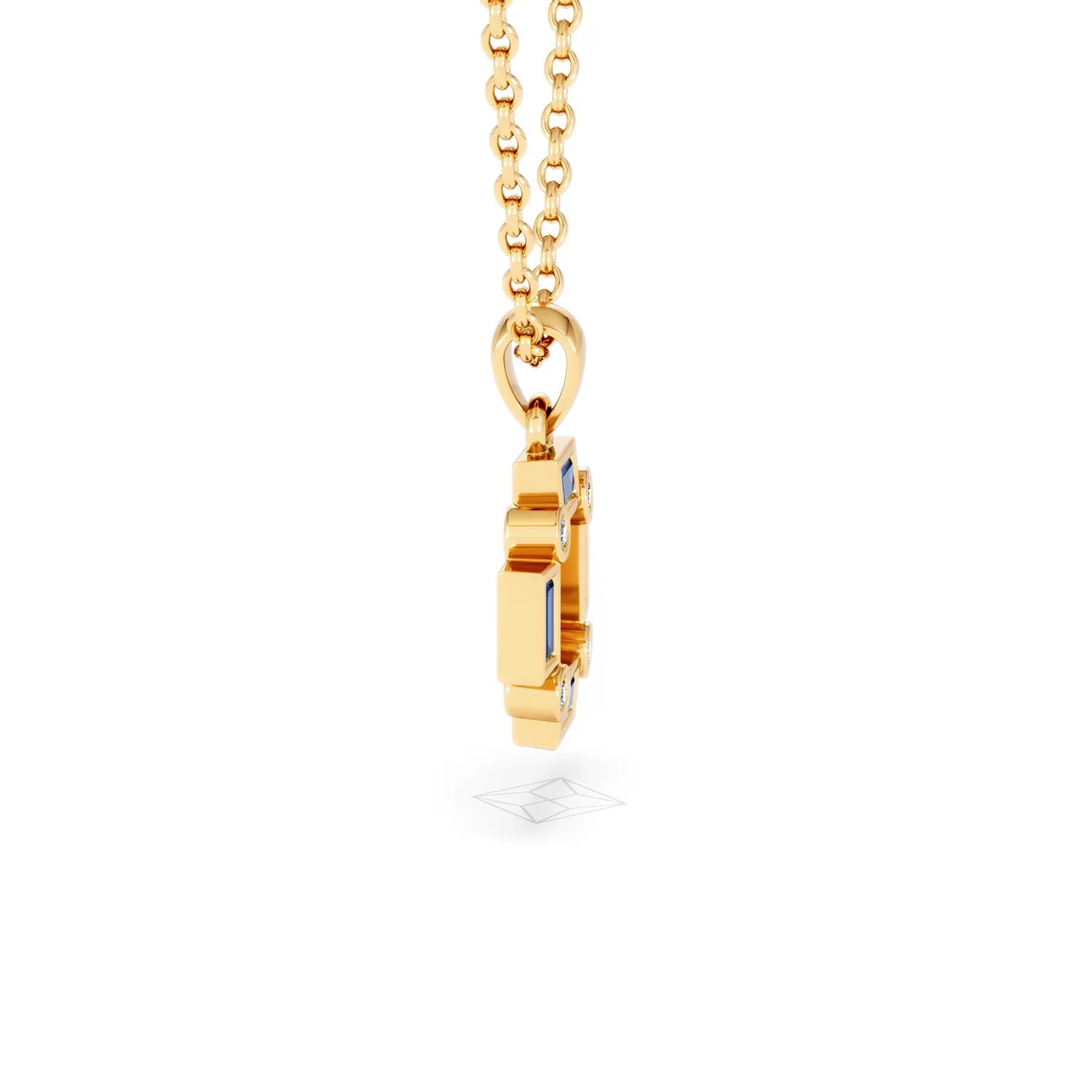 Forme 0.40ct Baguette Cut Lab Sapphire Pendant Necklace in 18K Gold Vermeil - Image 25