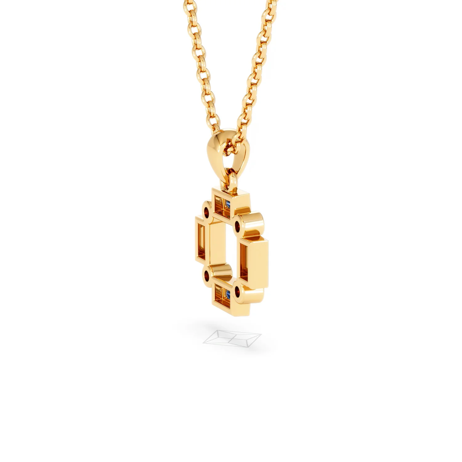 Forme 0.40ct Baguette Cut Lab Sapphire Pendant Necklace in 18K Gold Vermeil - Image 33