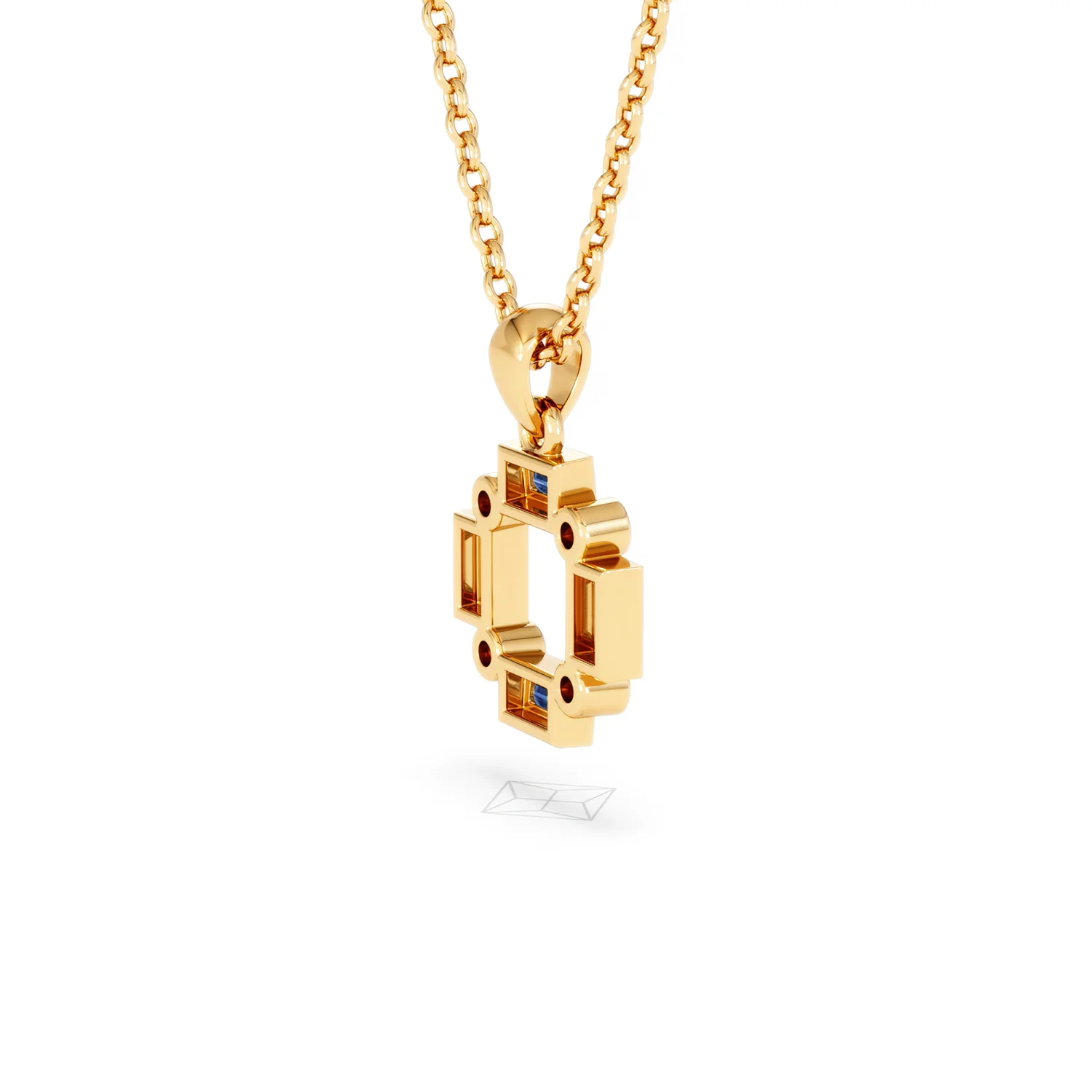 Forme 0.40ct Baguette Cut Lab Sapphire Pendant Necklace in 18K Gold Vermeil - Image 34