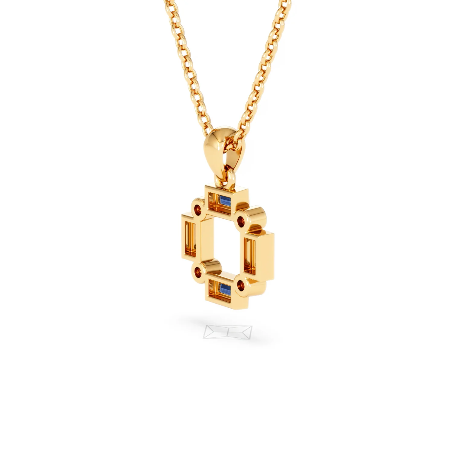 Forme 0.40ct Baguette Cut Lab Sapphire Pendant Necklace in 18K Gold Vermeil - Image 36