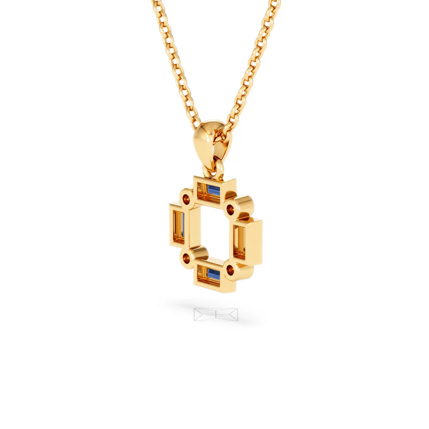 Forme 0.40ct Baguette Cut Lab Sapphire Pendant Necklace in 18K Gold Vermeil - Image 37