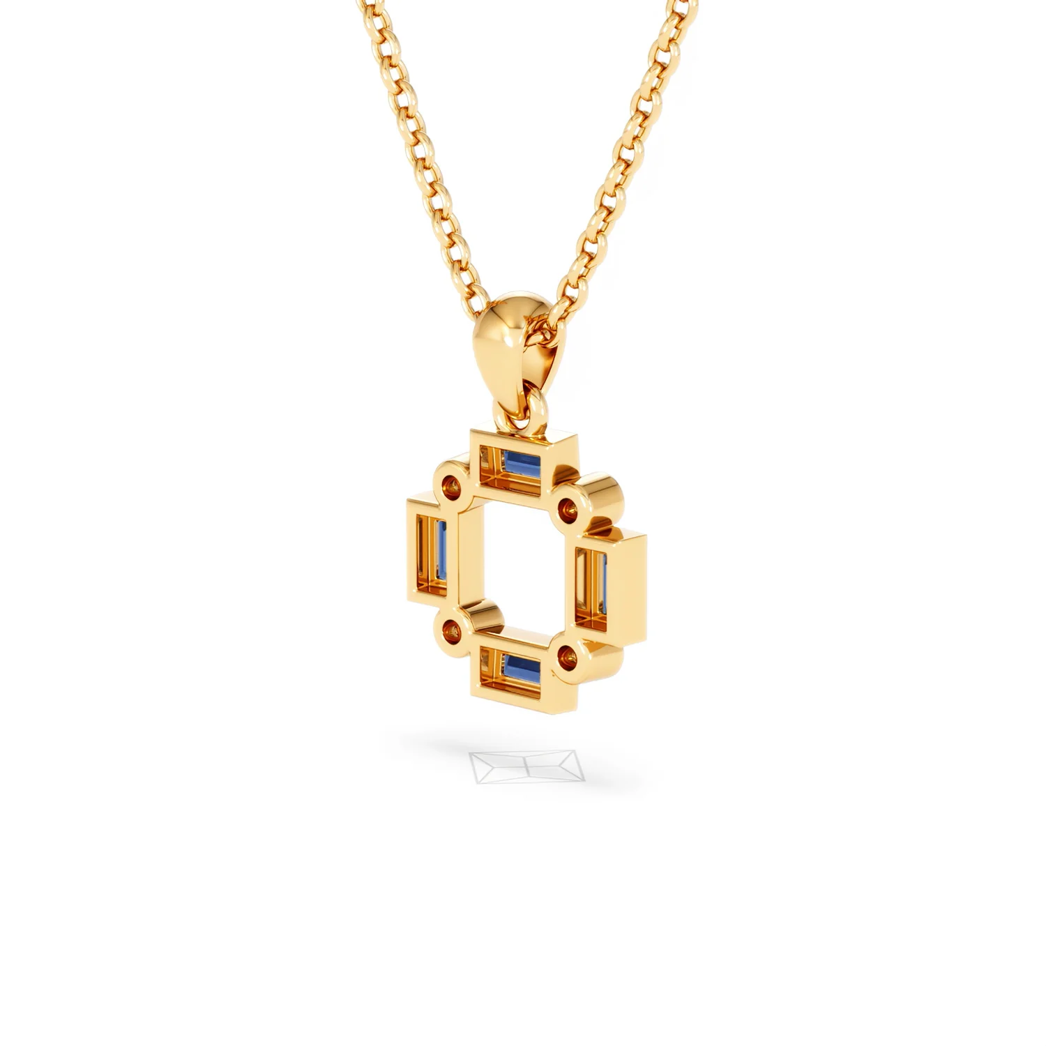 Forme 0.40ct Baguette Cut Lab Sapphire Pendant Necklace in 18K Gold Vermeil - Image 38