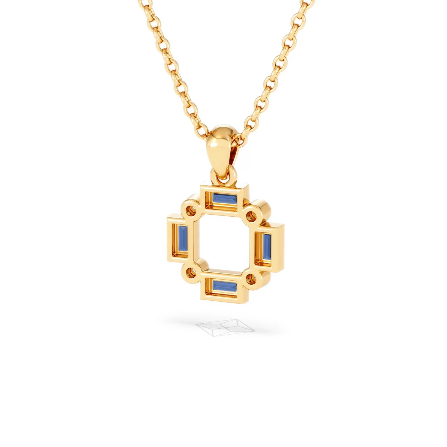 Forme 0.40ct Baguette Cut Lab Sapphire Pendant Necklace in 18K Gold Vermeil - Image 42