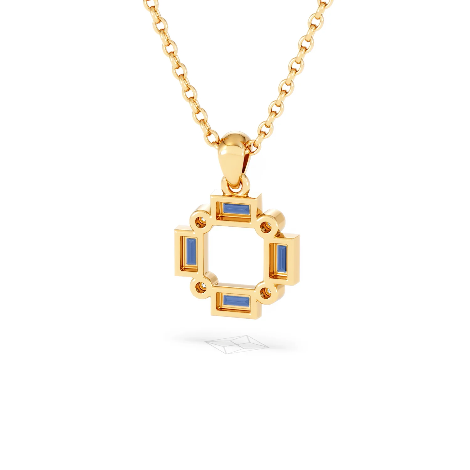 Forme 0.40ct Baguette Cut Lab Sapphire Pendant Necklace in 18K Gold Vermeil - Image 43