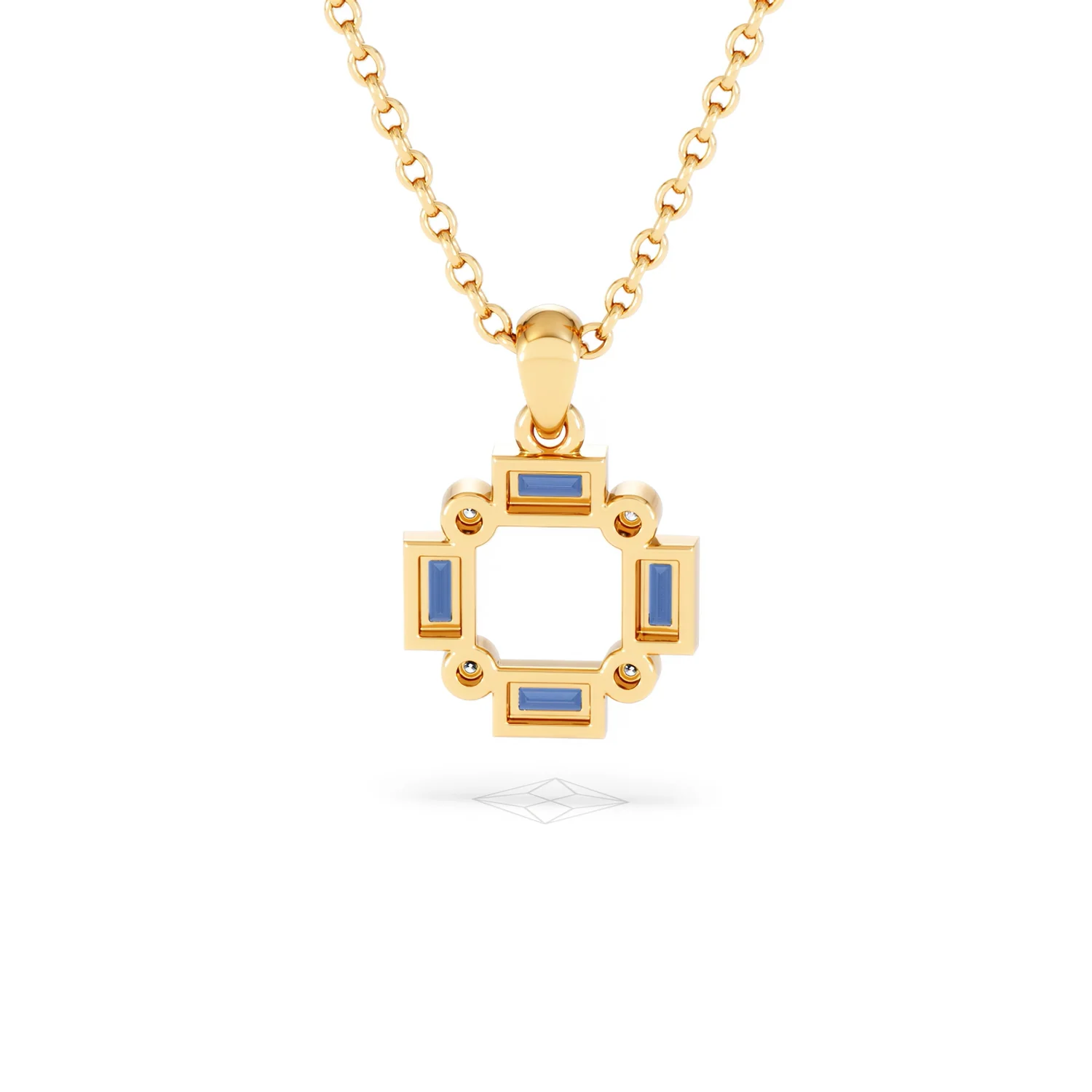 Forme 0.40ct Baguette Cut Lab Sapphire Pendant Necklace in 18K Gold Vermeil - Image 46