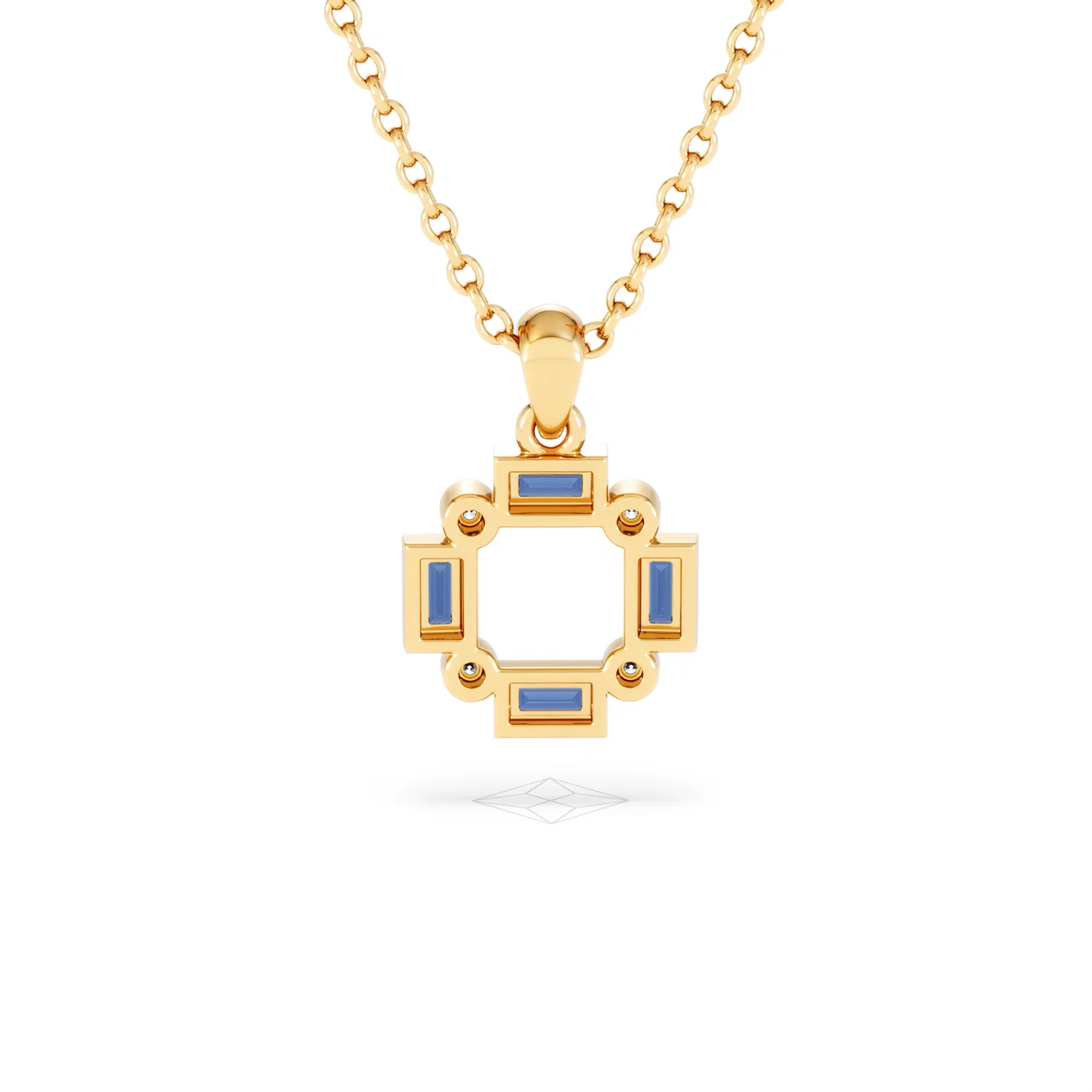 Forme 0.40ct Baguette Cut Lab Sapphire Pendant Necklace in 18K Gold Vermeil - Image 47