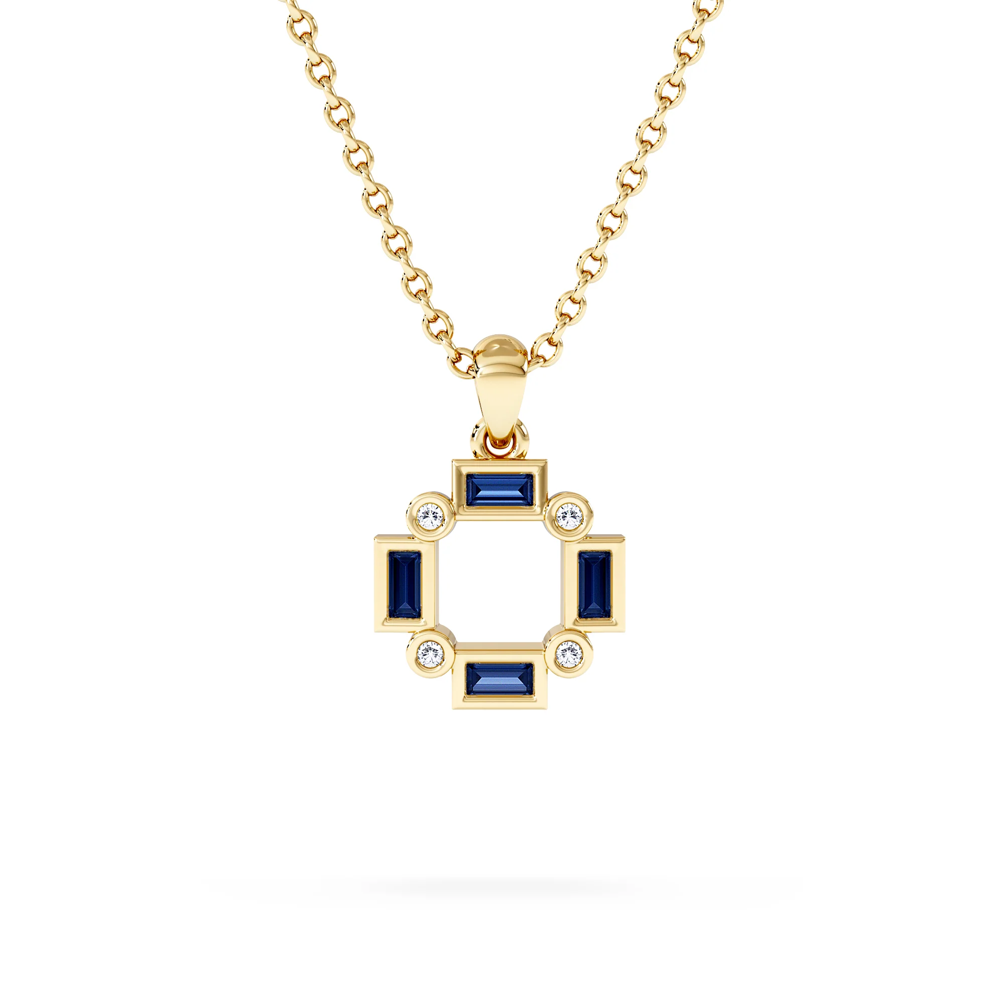 Forme 0.40ct Baguette Cut Lab Sapphire Pendant Necklace in 18K Gold Vermeil - Image 5