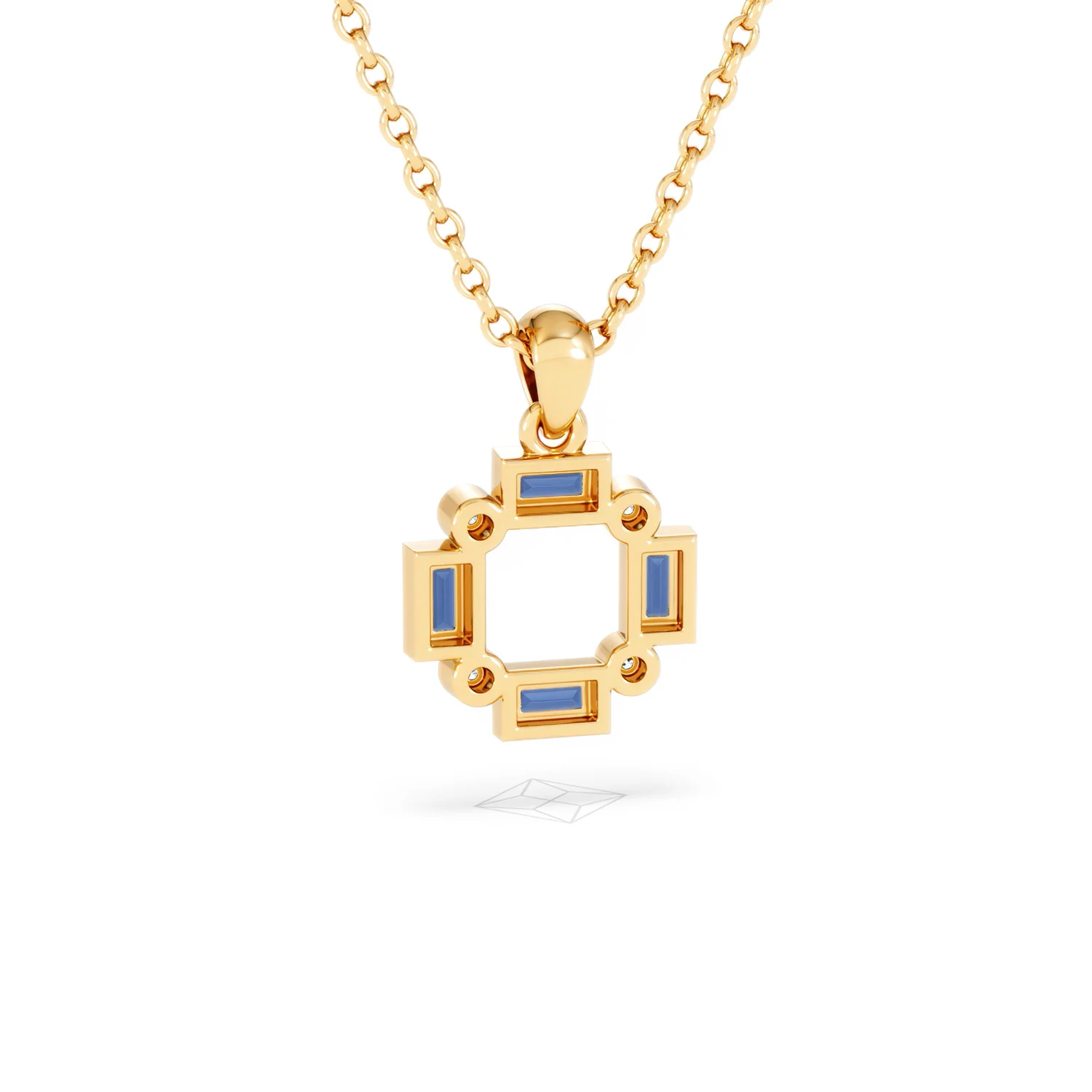 Forme 0.40ct Baguette Cut Lab Sapphire Pendant Necklace in 18K Gold Vermeil - Image 50