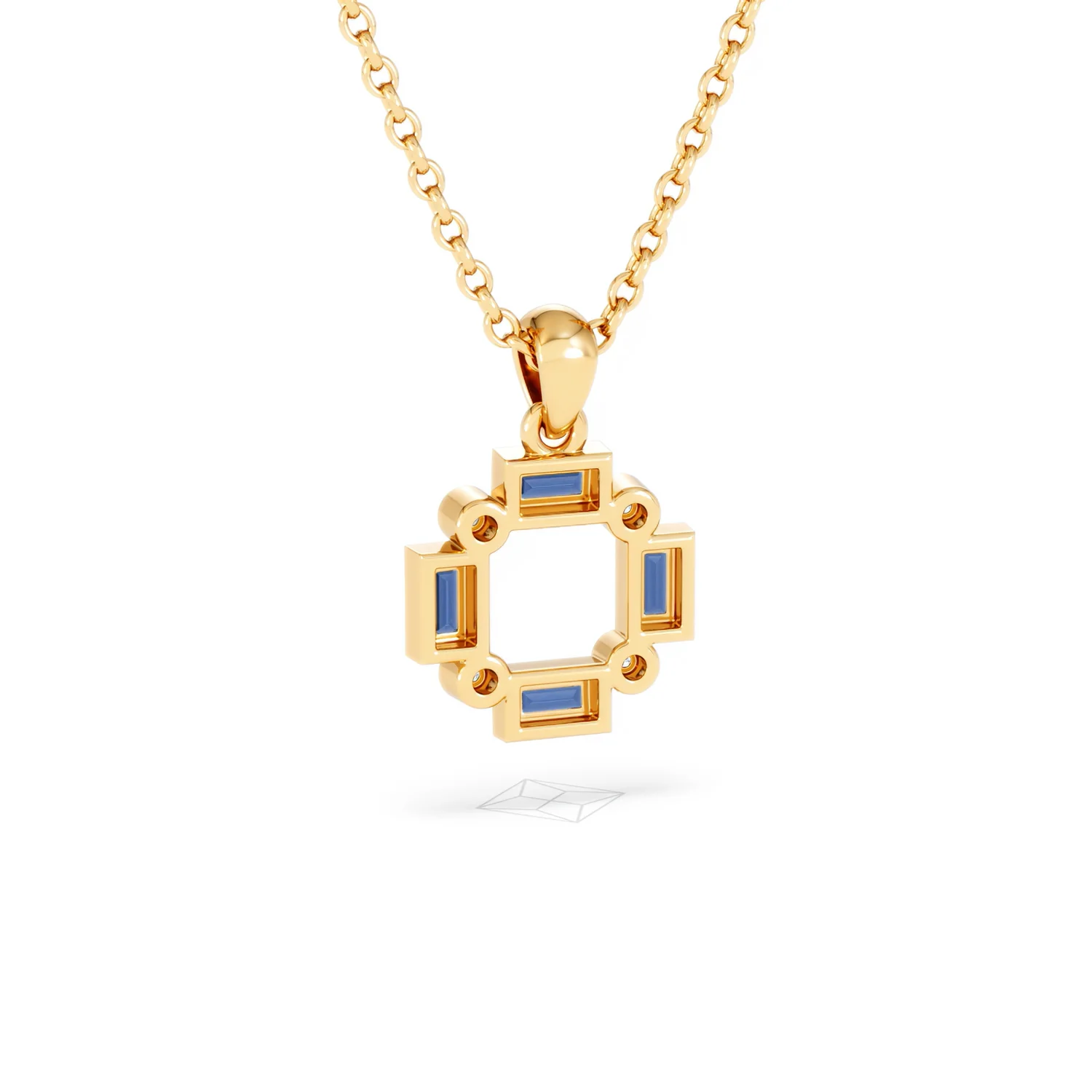 Forme 0.40ct Baguette Cut Lab Sapphire Pendant Necklace in 18K Gold Vermeil - Image 51