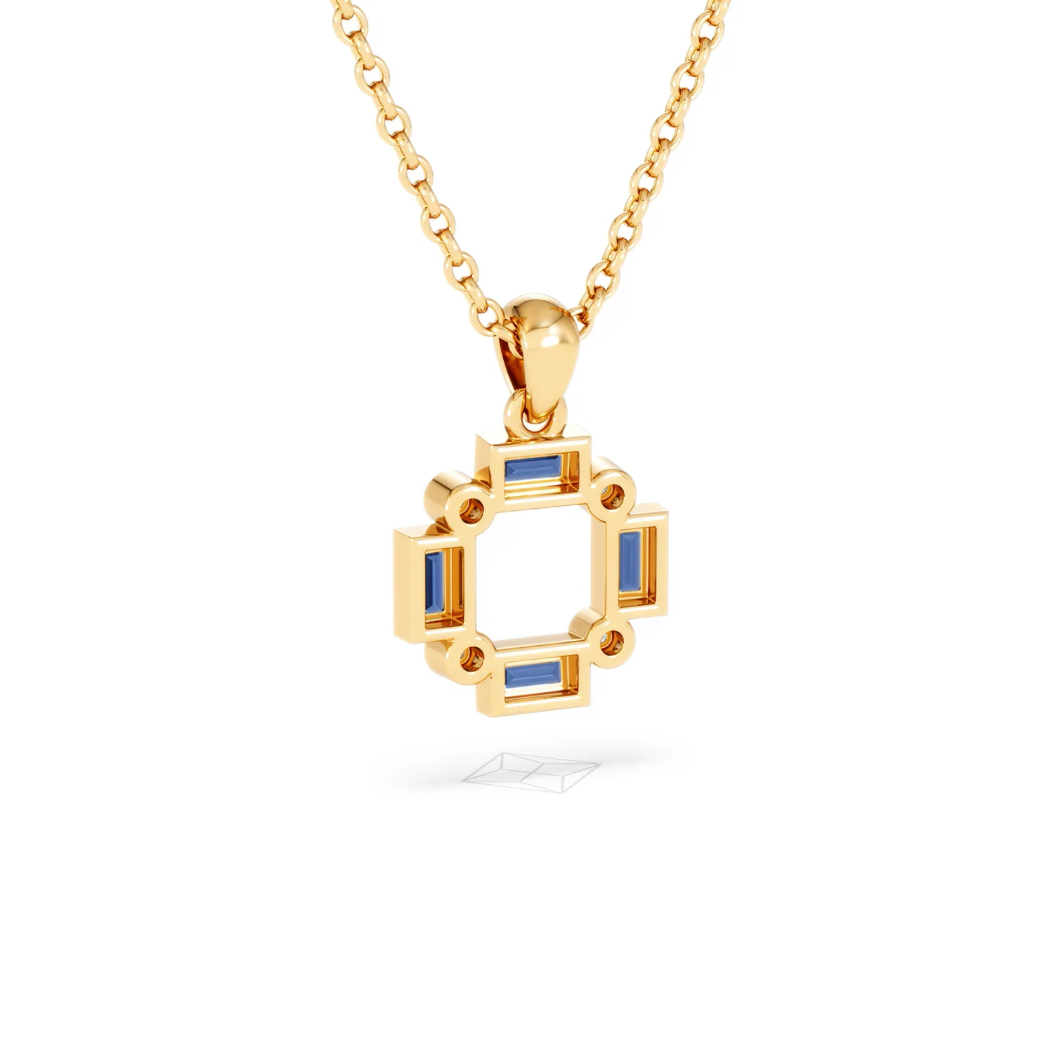 Forme 0.40ct Baguette Cut Lab Sapphire Pendant Necklace in 18K Gold Vermeil - Image 52