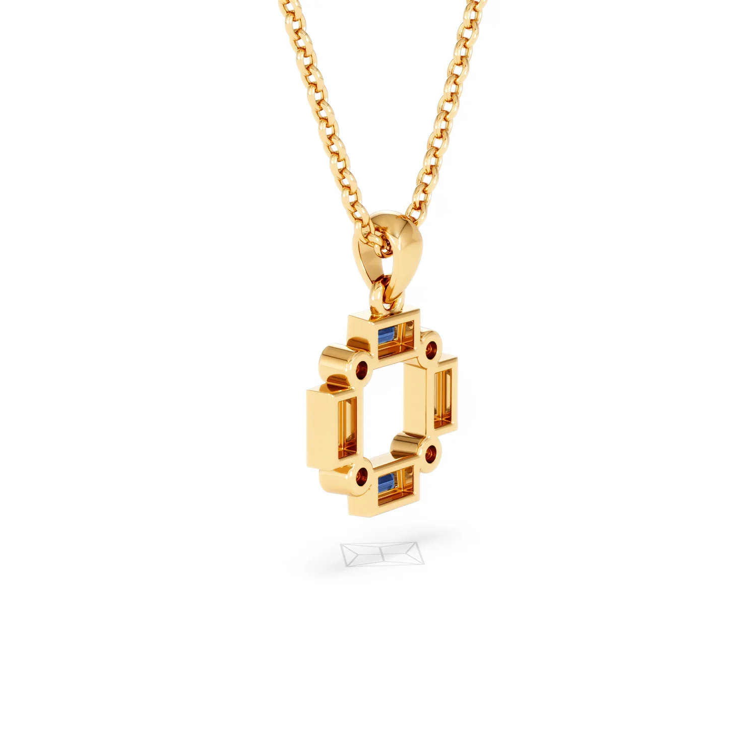 Forme 0.40ct Baguette Cut Lab Sapphire Pendant Necklace in 18K Gold Vermeil - Image 58