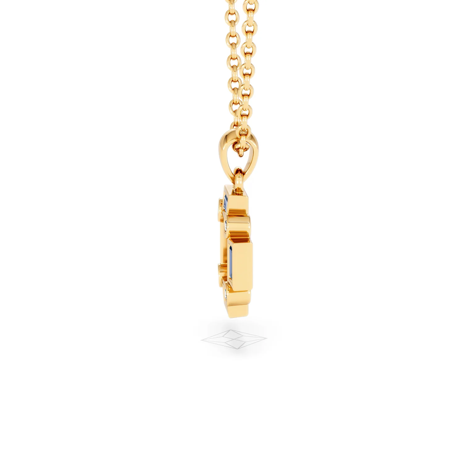 Forme 0.40ct Baguette Cut Lab Sapphire Pendant Necklace in 18K Gold Vermeil - Image 68