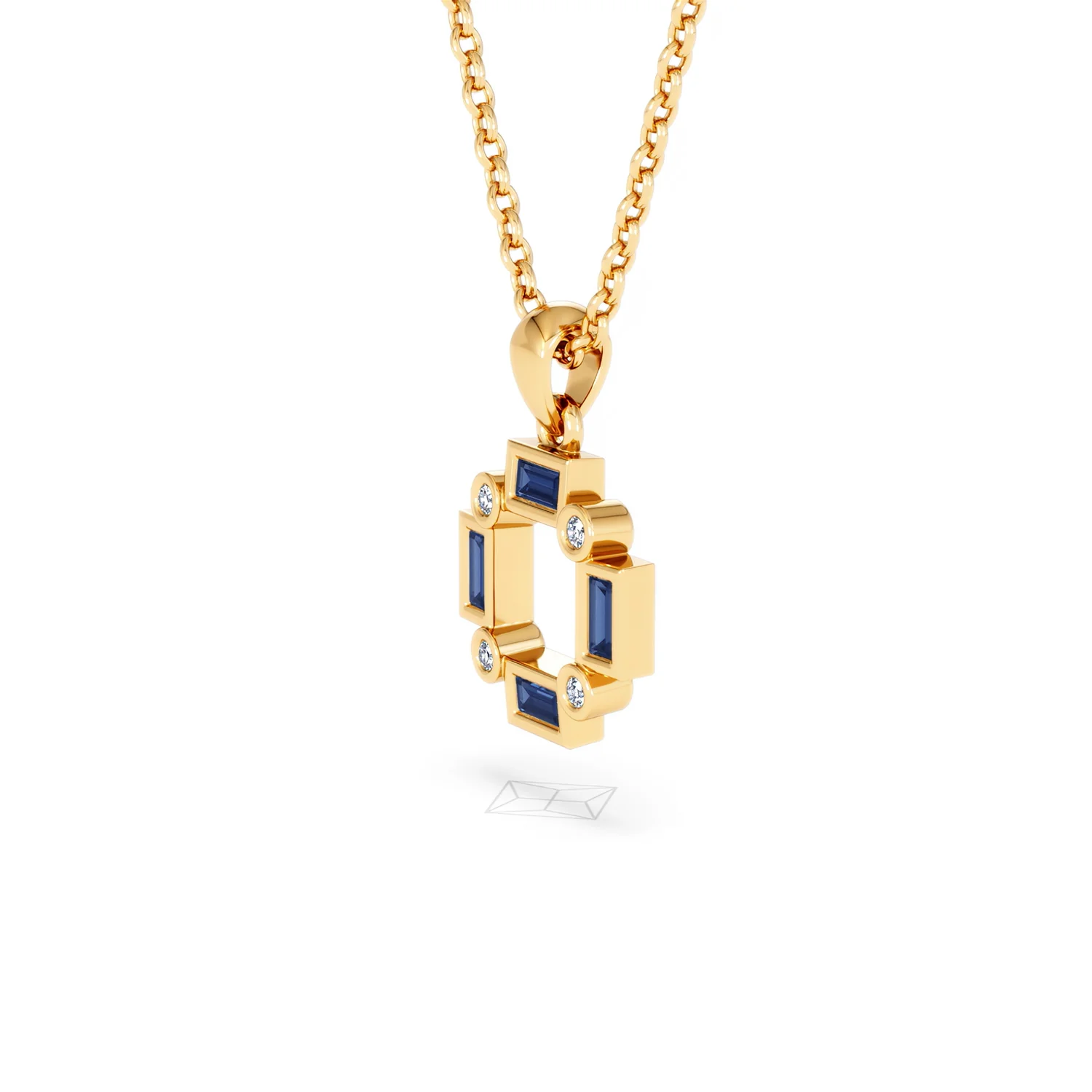 Forme 0.40ct Baguette Cut Lab Sapphire Pendant Necklace in 18K Gold Vermeil - Image 74