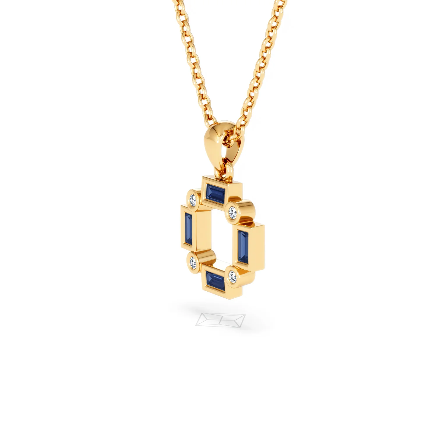 Forme 0.40ct Baguette Cut Lab Sapphire Pendant Necklace in 18K Gold Vermeil - Image 75