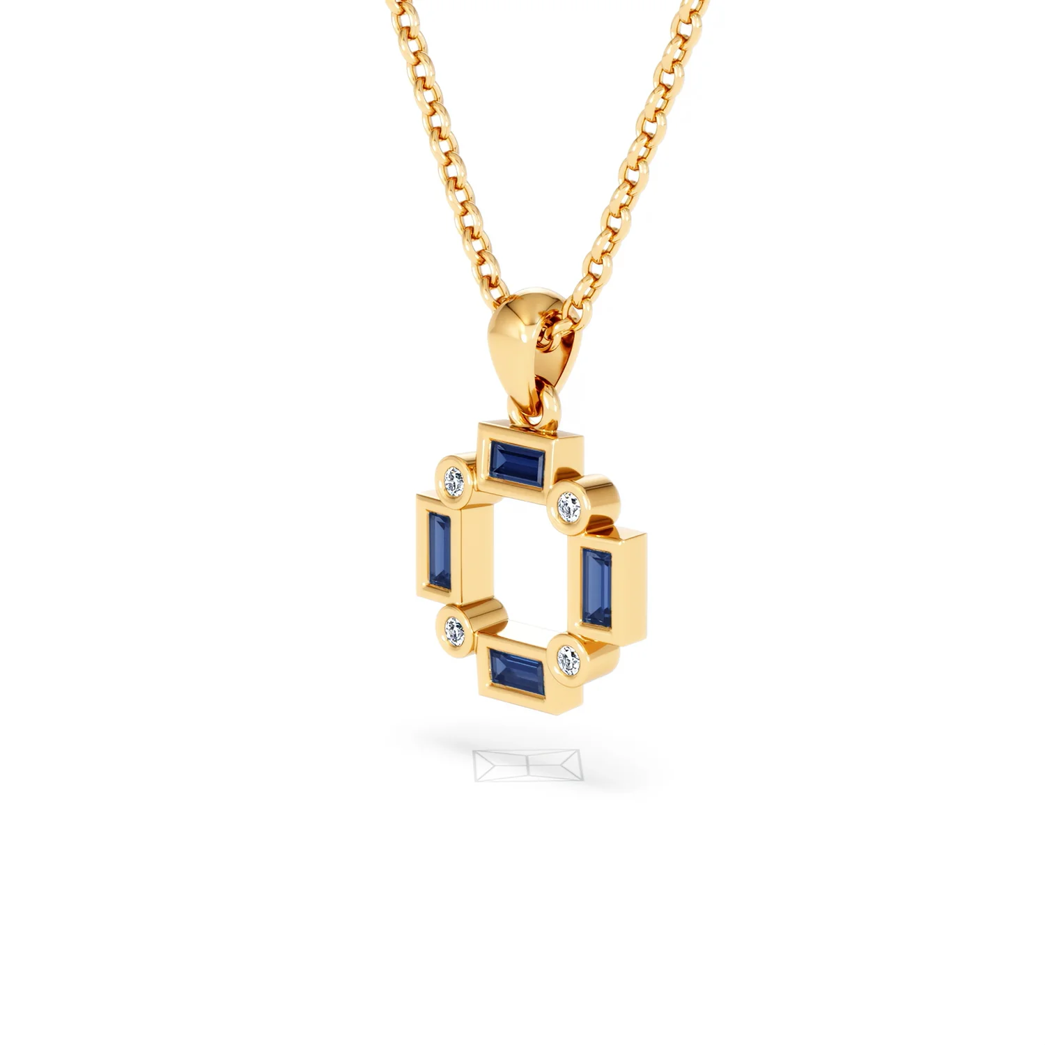 Forme 0.40ct Baguette Cut Lab Sapphire Pendant Necklace in 18K Gold Vermeil - Image 77