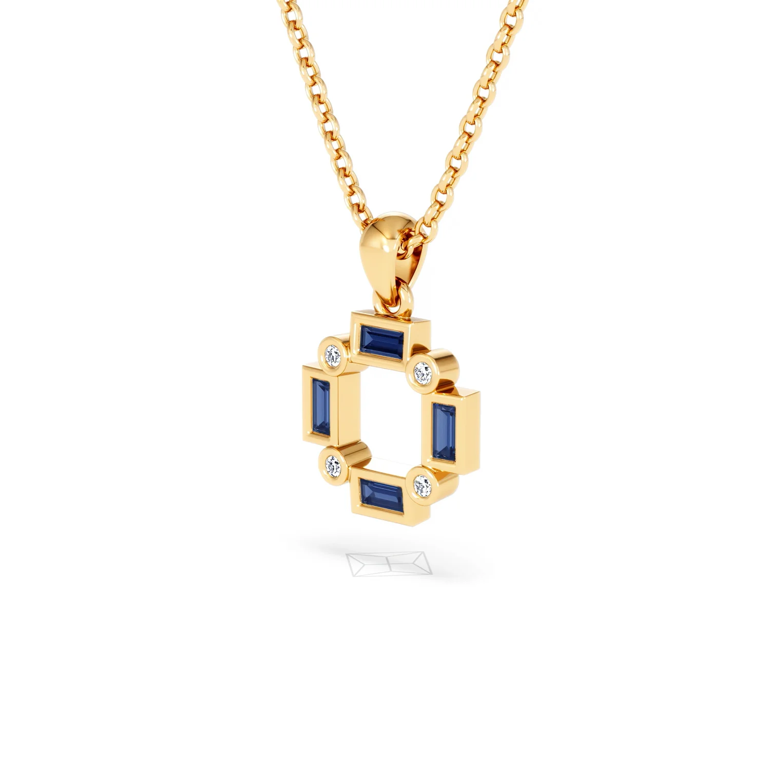 Forme 0.40ct Baguette Cut Lab Sapphire Pendant Necklace in 18K Gold Vermeil - Image 78