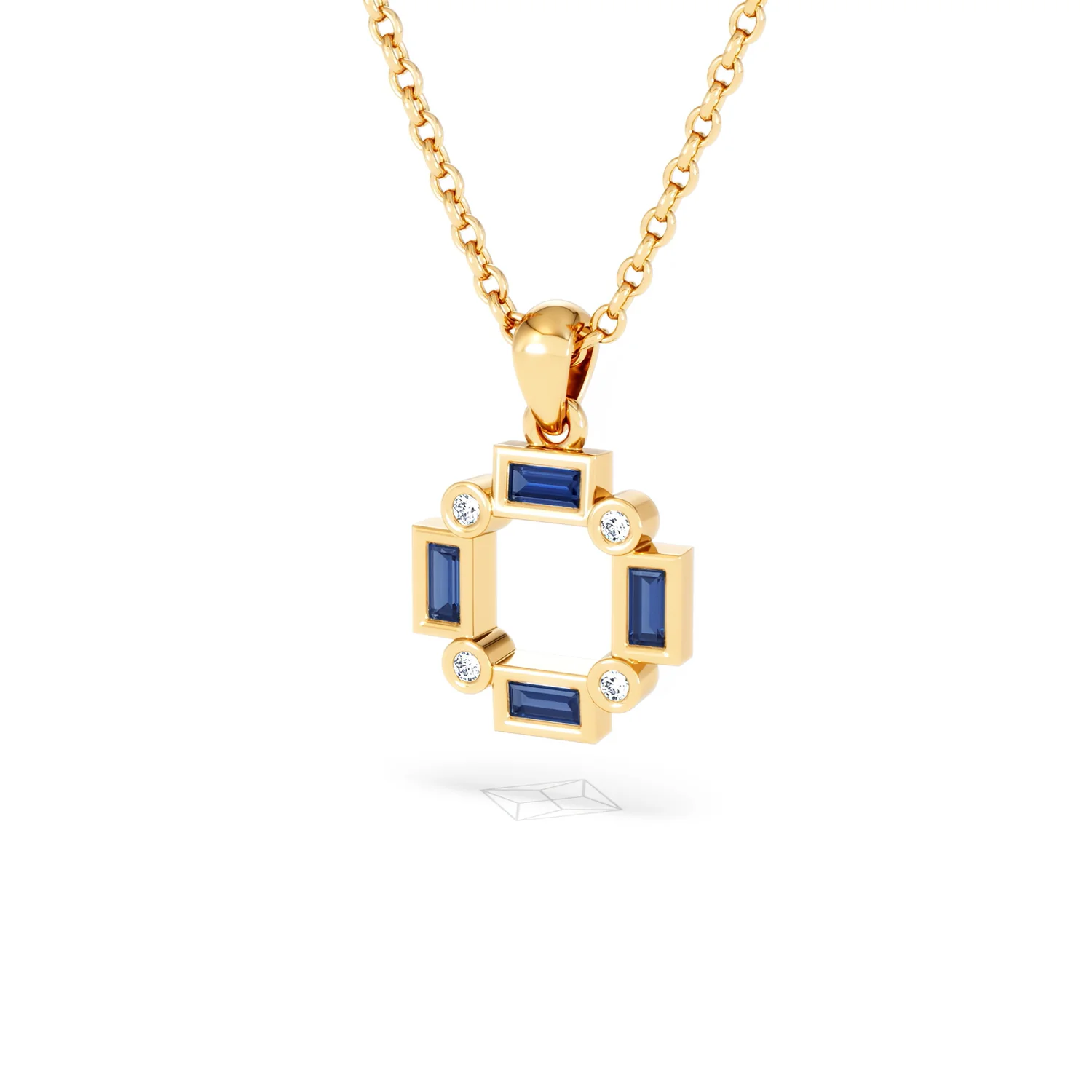 Forme 0.40ct Baguette Cut Lab Sapphire Pendant Necklace in 18K Gold Vermeil - Image 81