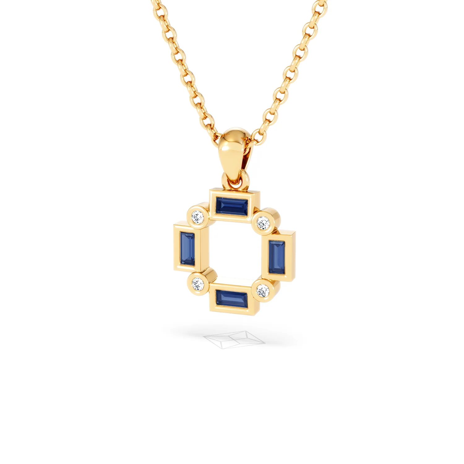 Forme 0.40ct Baguette Cut Lab Sapphire Pendant Necklace in 18K Gold Vermeil - Image 82