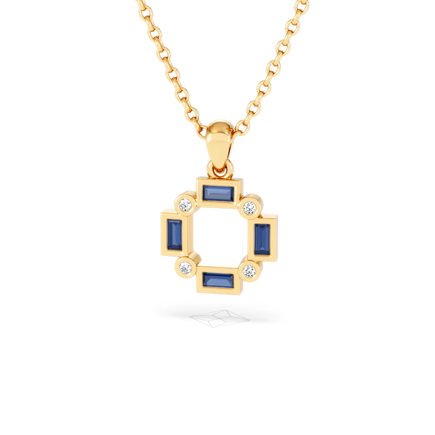 Forme 0.40ct Baguette Cut Lab Sapphire Pendant Necklace in 18K Gold Vermeil - Image 84