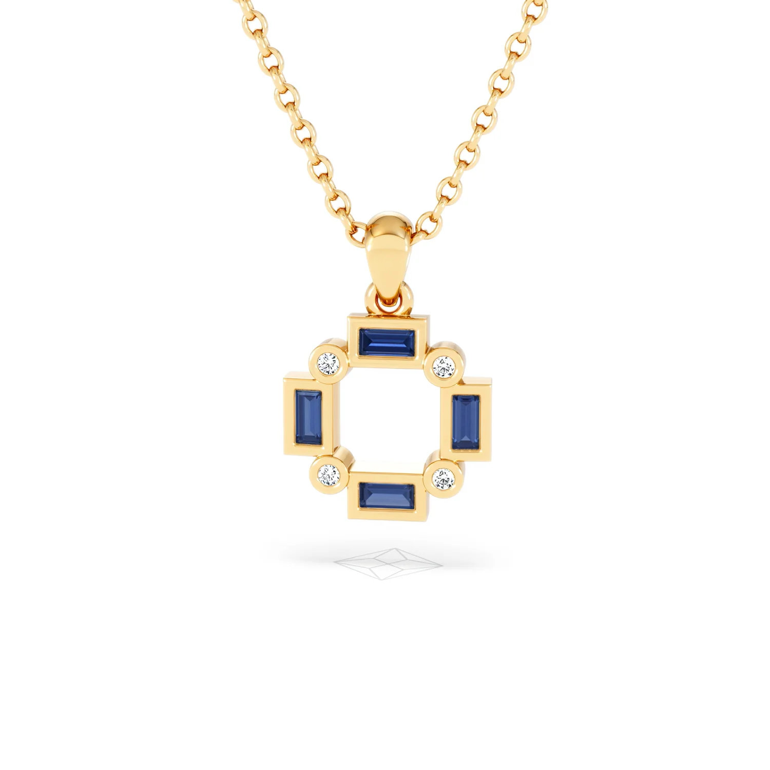 Forme 0.40ct Baguette Cut Lab Sapphire Pendant Necklace in 18K Gold Vermeil - Image 85