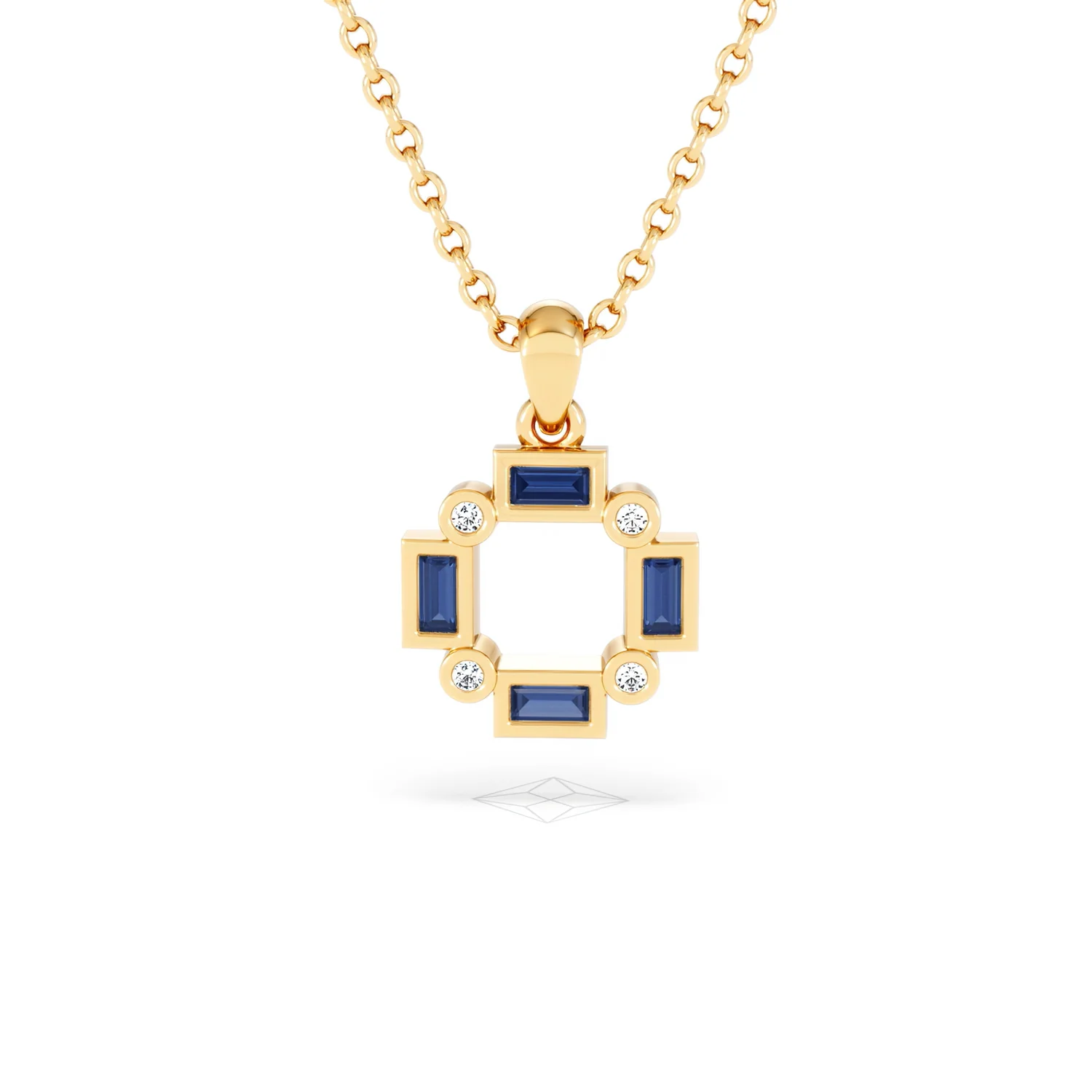 Forme 0.40ct Baguette Cut Lab Sapphire Pendant Necklace in 18K Gold Vermeil - Image 86